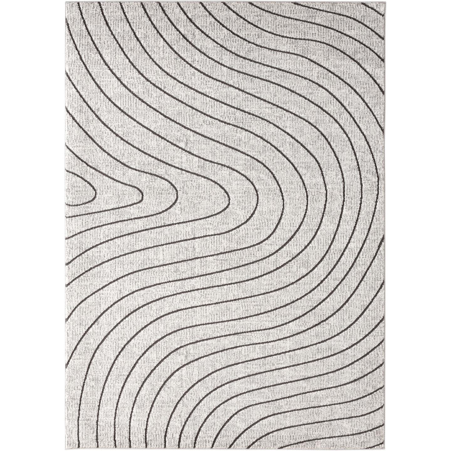 Luxe Weavers Geometric Abstract Wave Gray 8x10 Area Rug, Indoor Carpet