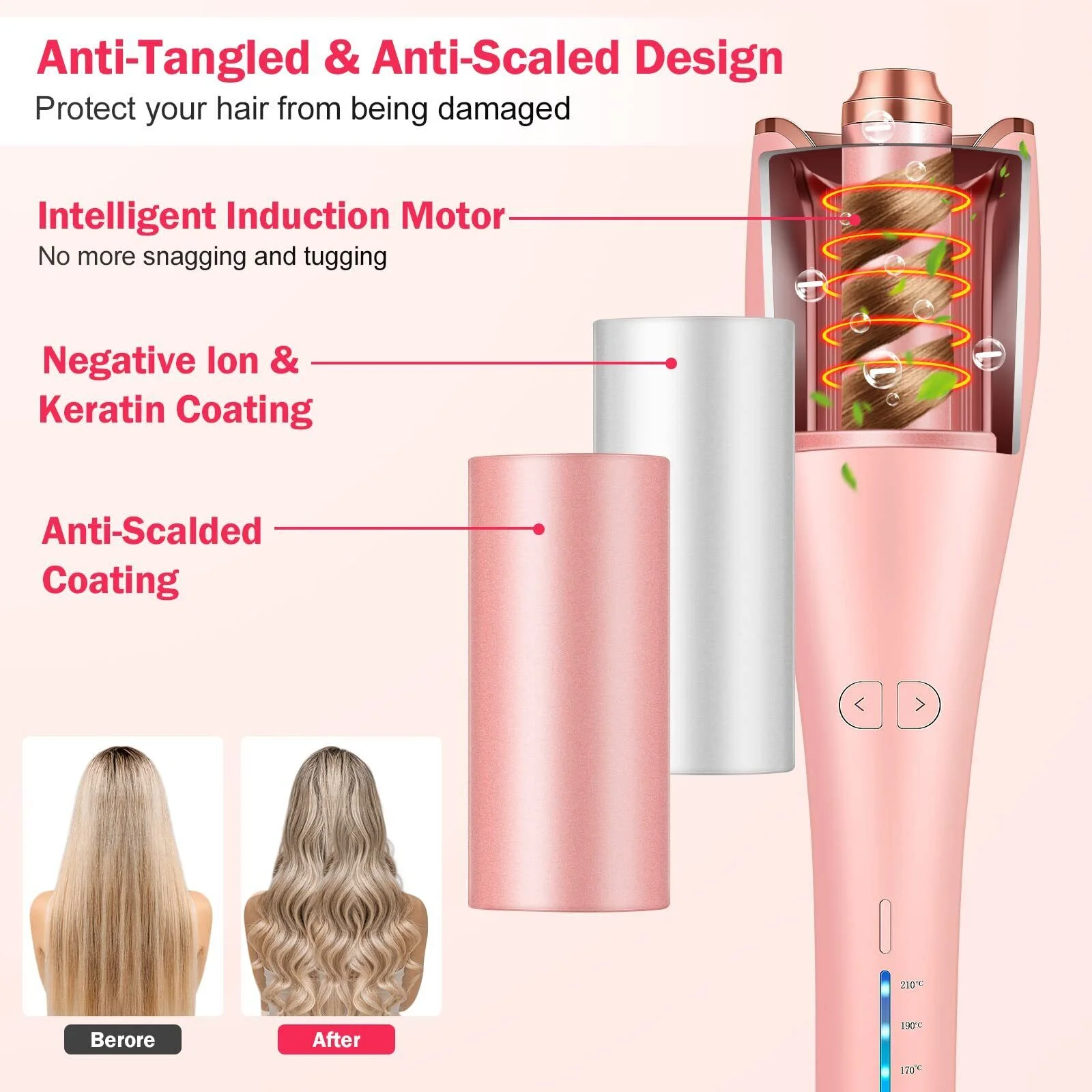 JLLOM Automatic Curling Iron Air Curler Air Spin Ceramic Rotating Air Curler Air Spin