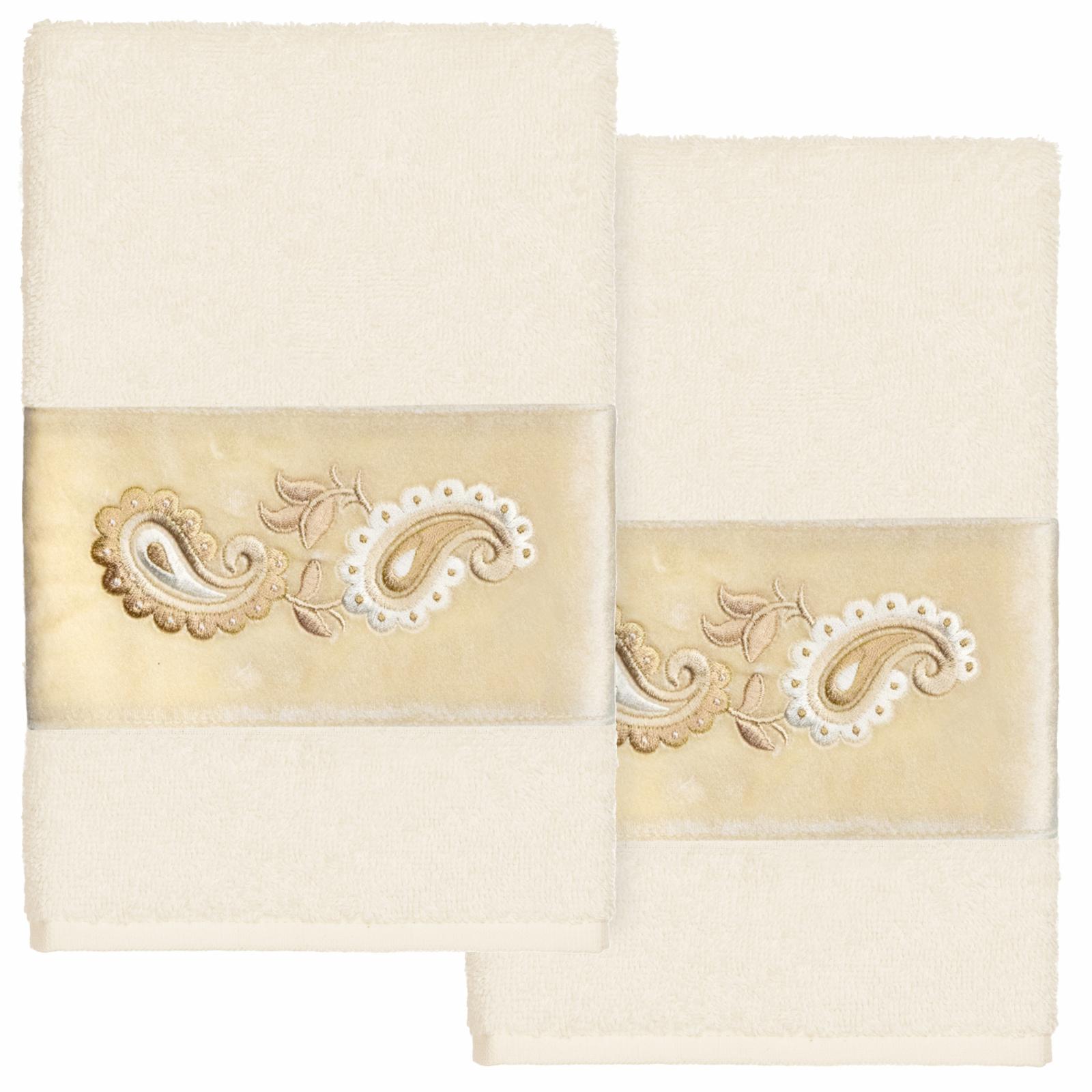 Linum Home Textiles Turkish Cotton Mackenzie 2 Piece Embellished Hand Towel Set