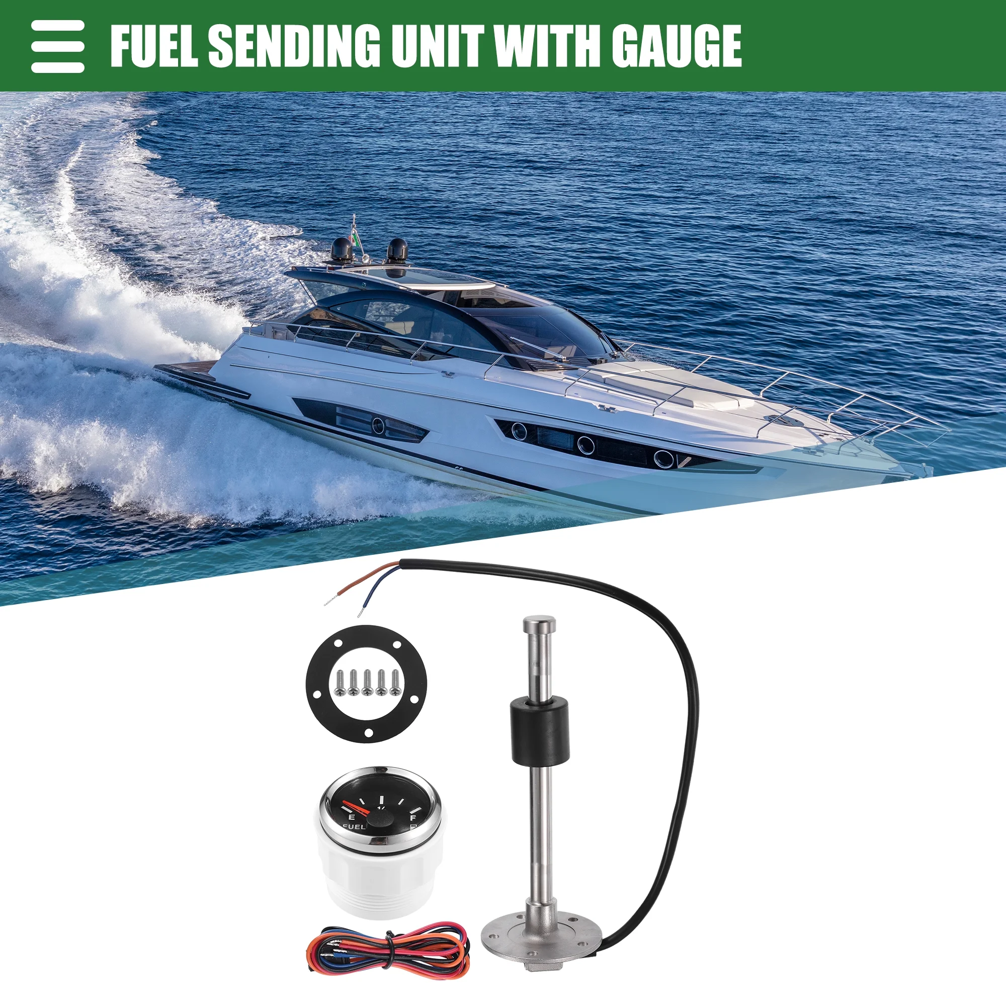 1 Set Universal Fuel Sending Unit and Gauge Kit Boat Fuel Level Sending Unit 7'' (180mm) for Boat Car