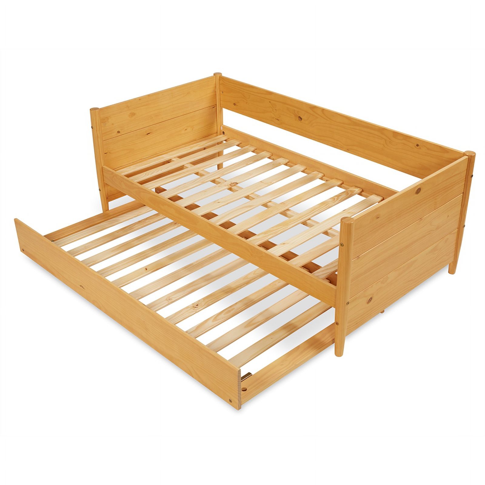 Pemberly Row Solid Wood Twin Daybed and Trundle Set in Scandinavian Oak