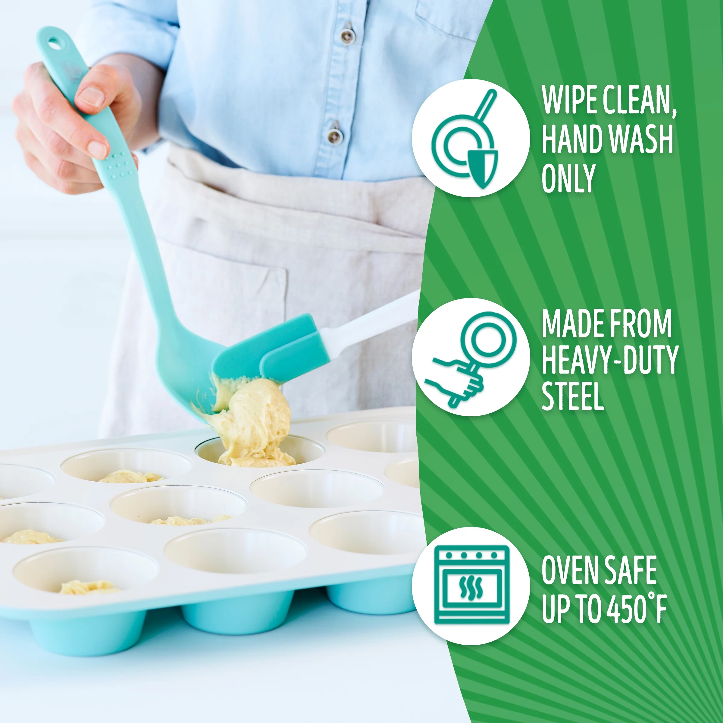 GreenLife 12 Cup Muffin Pan, Healthy Ceramic Nonstick Bakeware 2.85