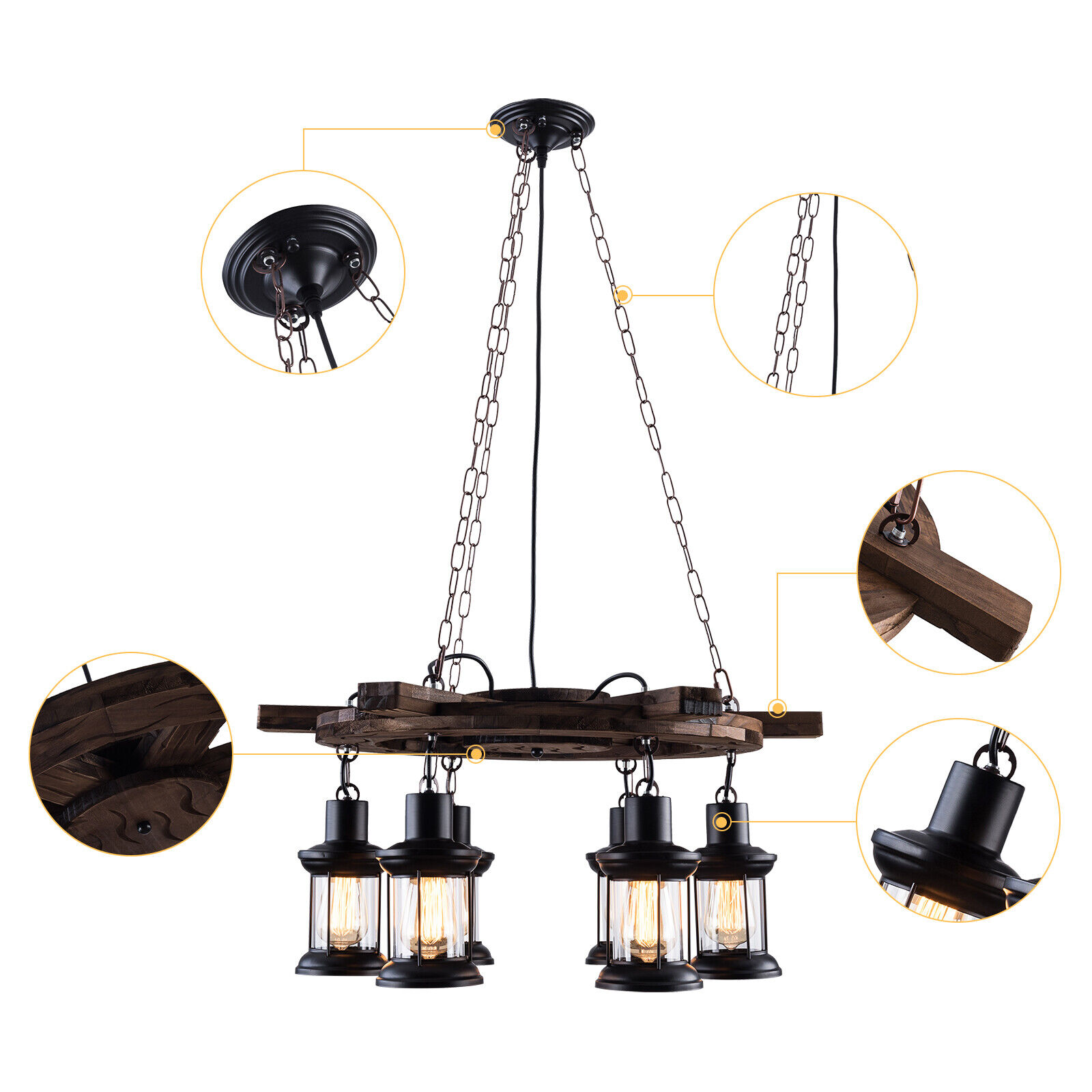 MIDUO Kitchen Island Lamp Farmhouse Chandelier Ceiling Glass Pendant Light