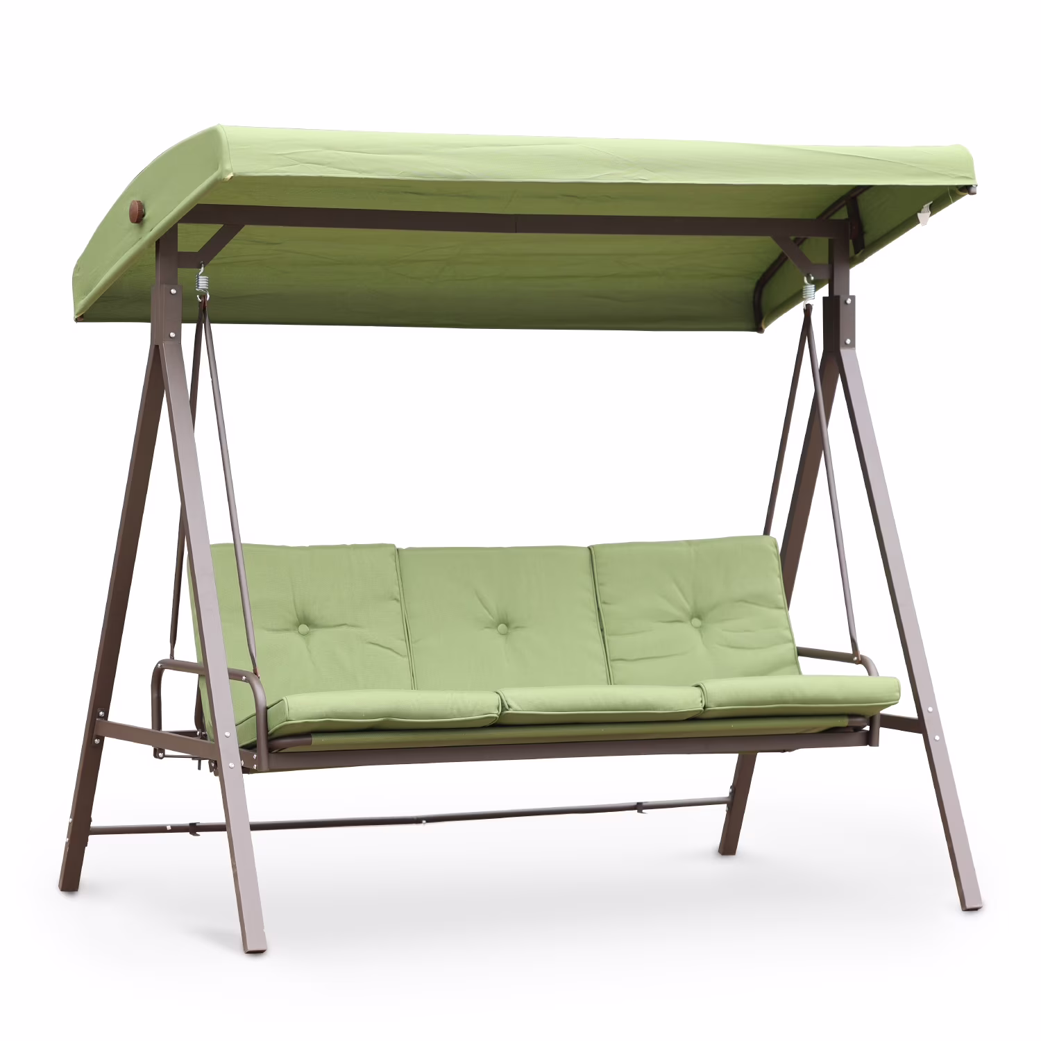 Aoodor Outdoor Converting Patio Porch Swing Bed with Adjustable Canopy,  with Removable Olefin Cushions, 3 Seater - Green