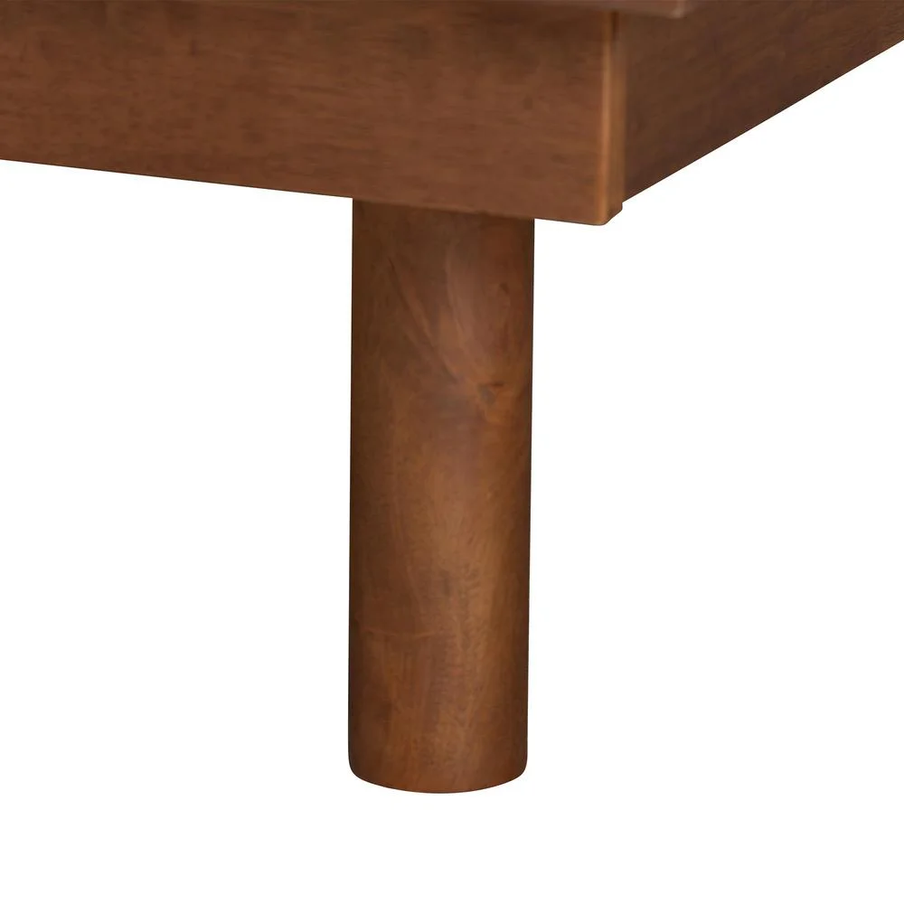 Baxton Studio Eliana Fabric & Wood Queen Bed with Nightstand in Gray/Walnut