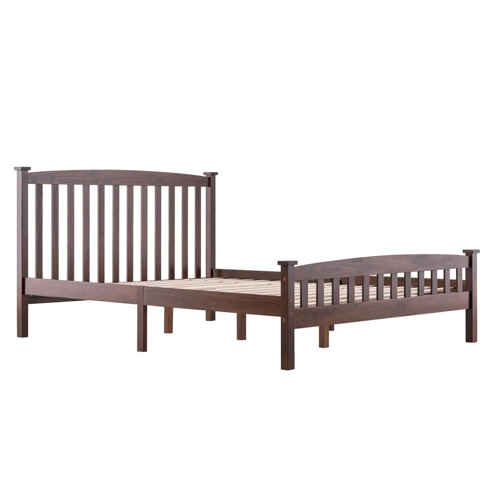 Ktaxon PWB-044 Cap Vertical Strip Bed Walnut with Headboard and Footboard,Full