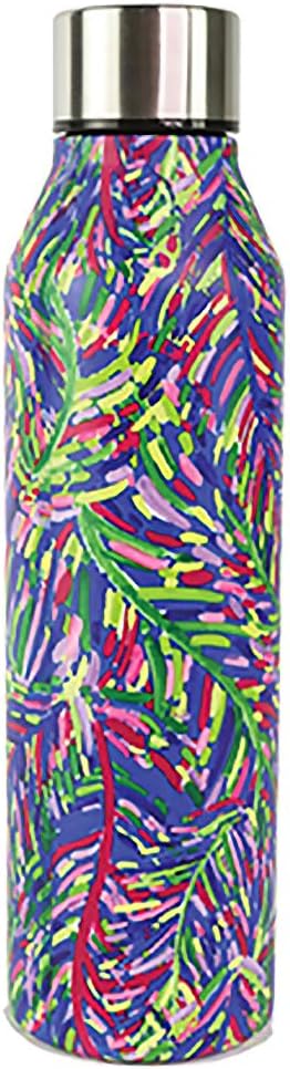 Frond Leaf Blue Pattern 17 Ounce Stainless Steel Metal Sports Water Bottle
