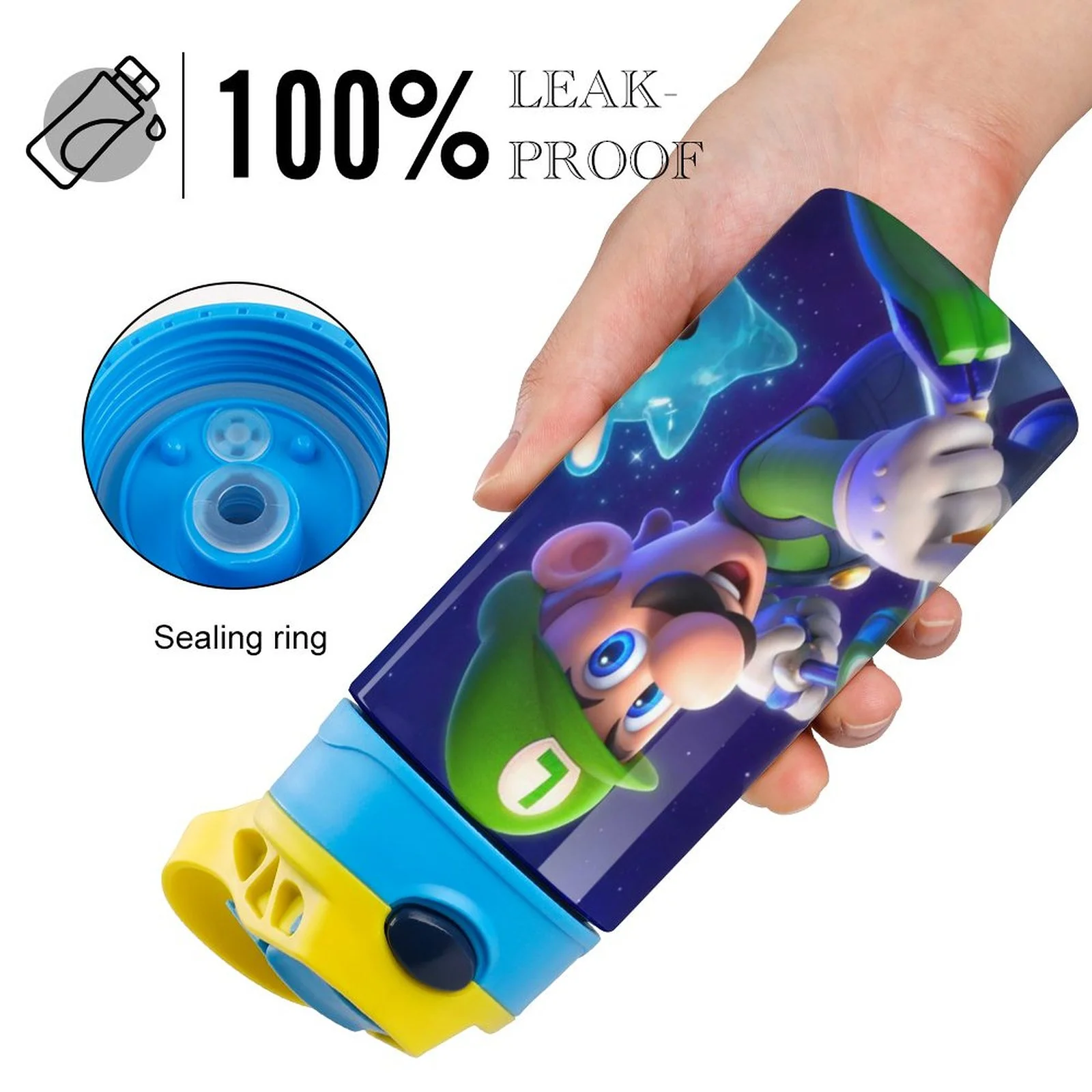 Luigi's Mansion Shot Kid's Insulated Water Bottle With Straw Vacuum Stainless Steel Cup Leak-Proof Children Toddler Thermoses