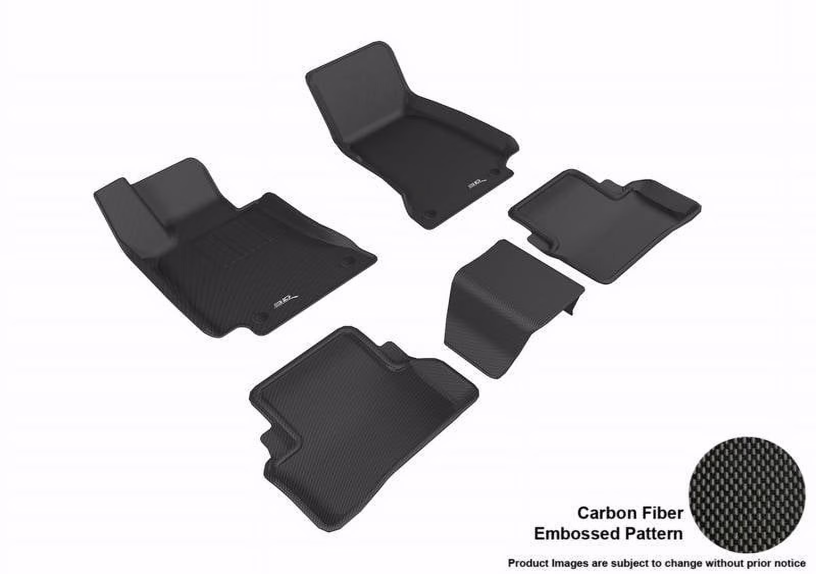 3D MAXpider 2017-2023 Fits Mercedes-Benz E Class W213 Sedan Kagu 1st Row 2nd Row Black Carbon Fiber Embossed Pattern Floor Mat L1MB08801509