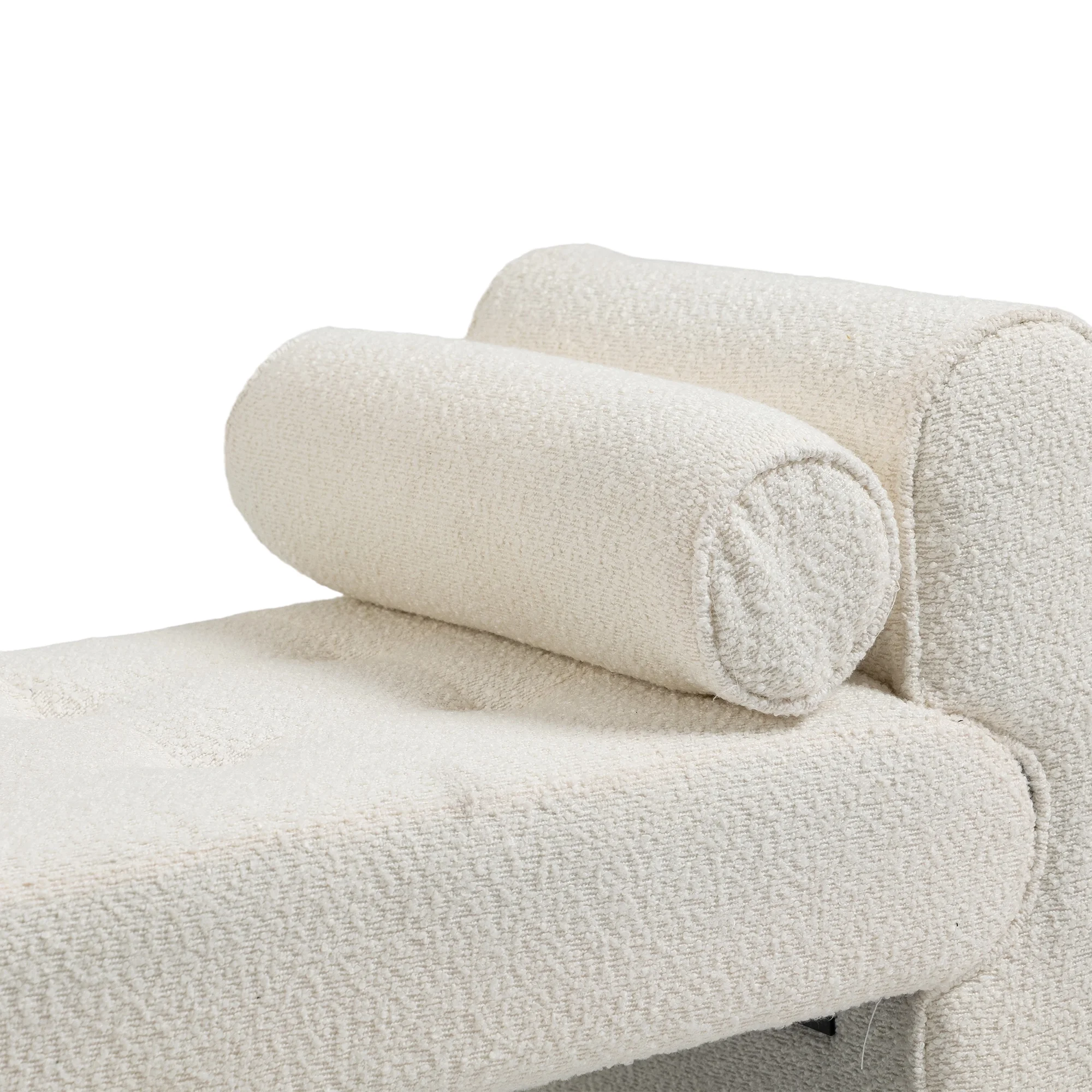 Modern Boucle Upholstered Ottoman Bench, Mid Century Bed Stool, End of Bed, Living Room, Hallway - 1 Pack