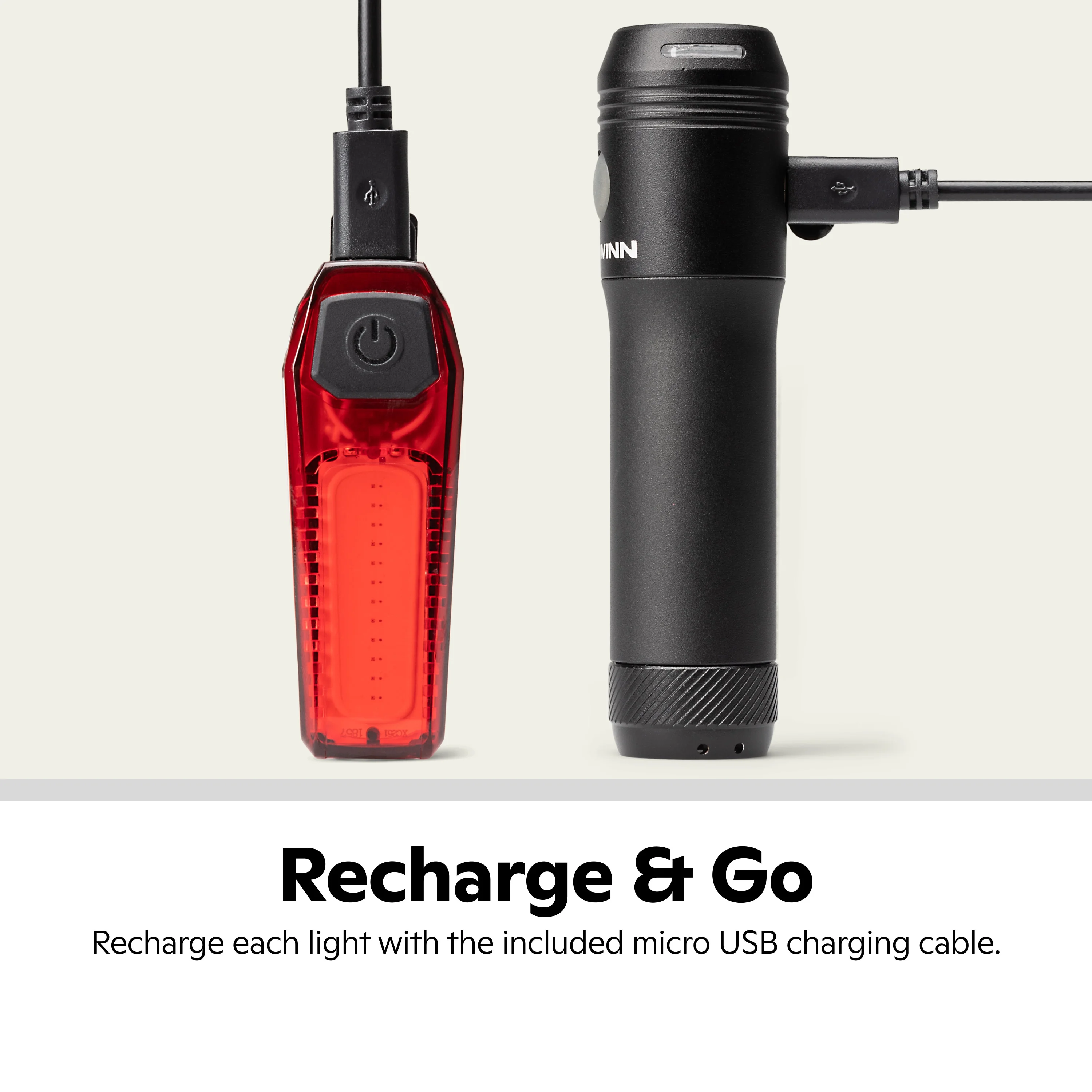 Schwinn USB Rechargeable Light Set, 500 Lumens, Black