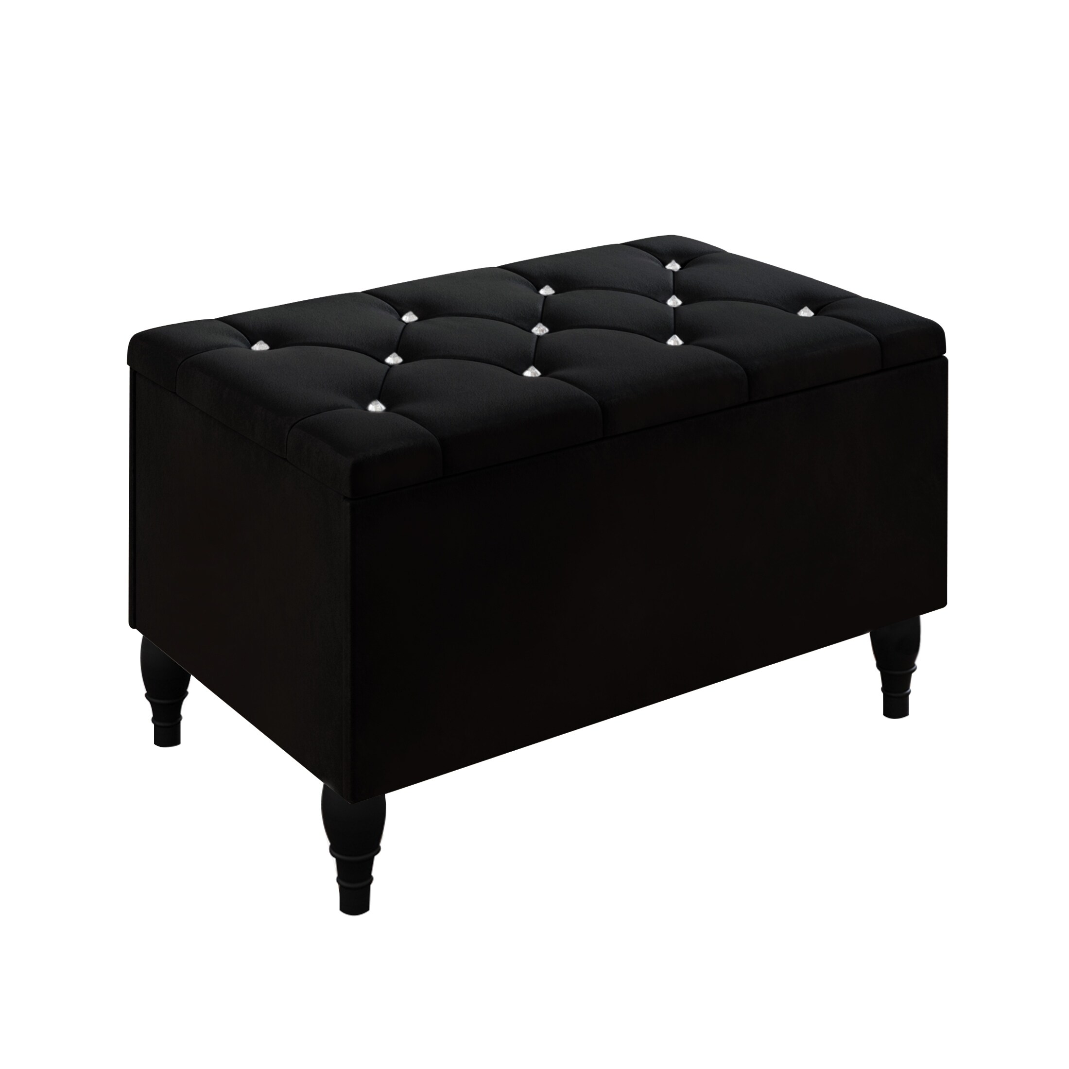 CraftPorch  2 Piece Bedroom Bench Set Velvet Wingback Upholstered Bed Black - King