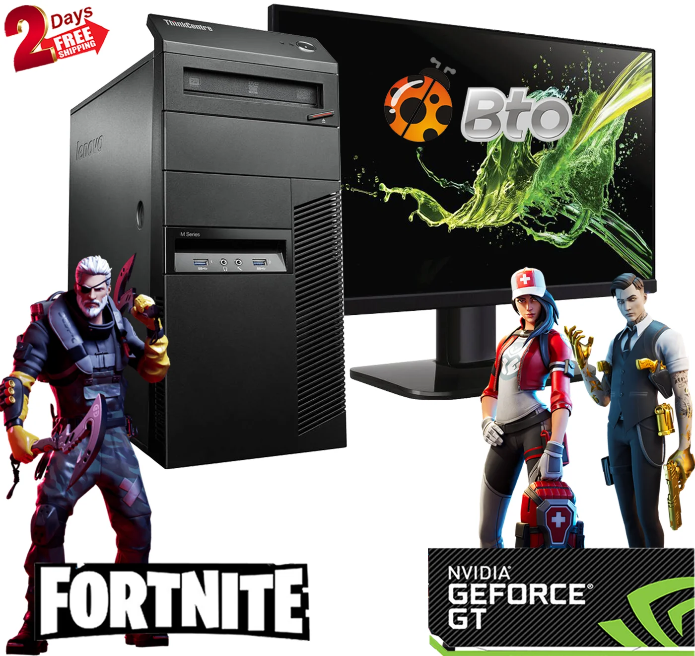 Gaming Lenovo Desktop Computer MT Core i5 CPU 16GB Ram, 120GB SSD, 2TB HDD, New 24