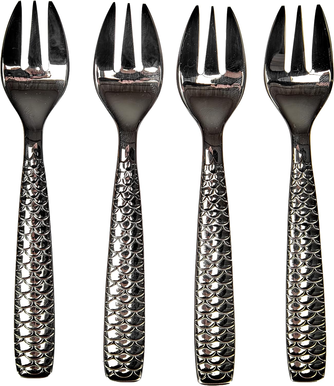 Colombina Fish Set Of 4 Oyster And Clam Forks, 14.00 X 17.50 X 10.00 Cm, Steel