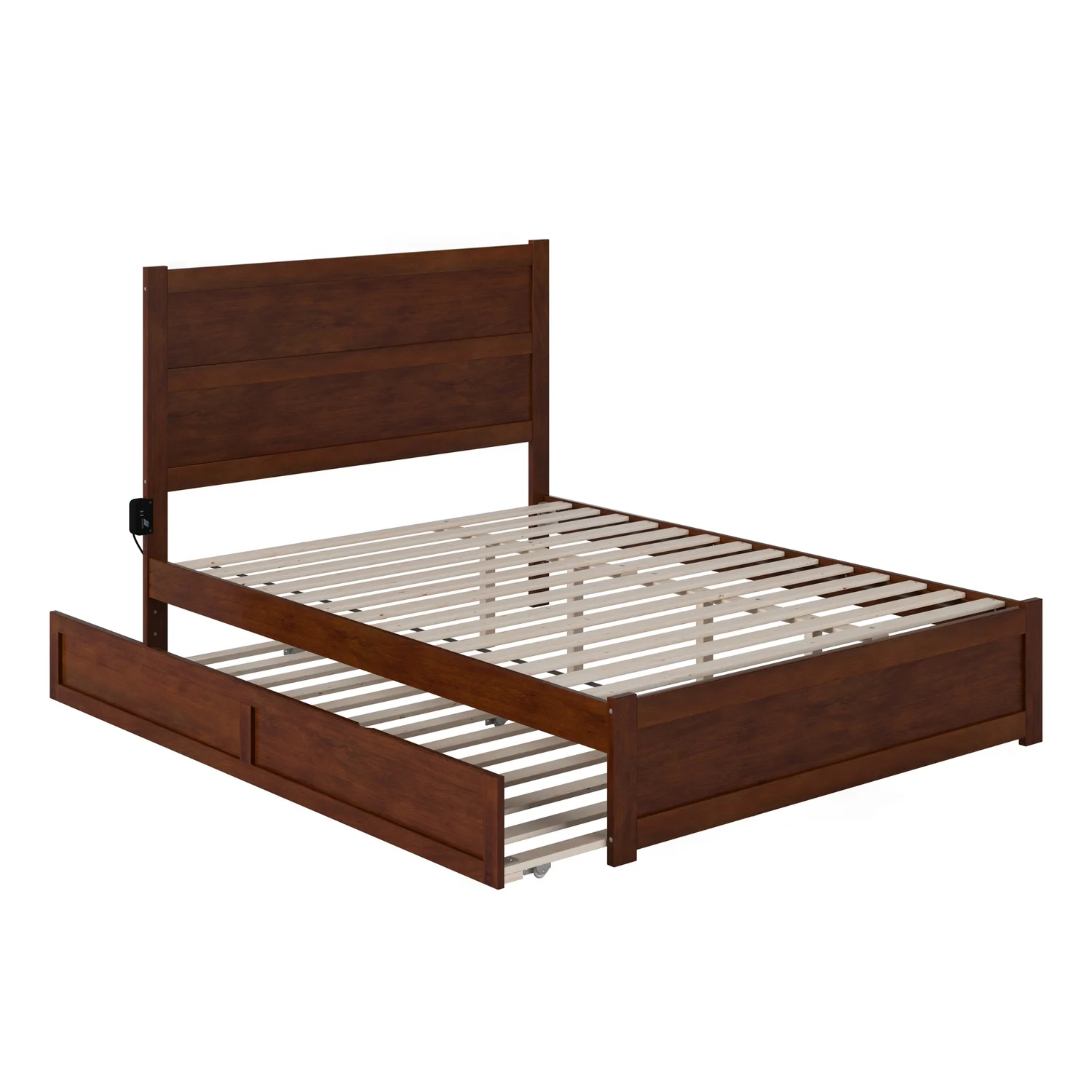 AFI NoHo Wood Queen Bed with Footboard/Twin XL Trundle in Walnut