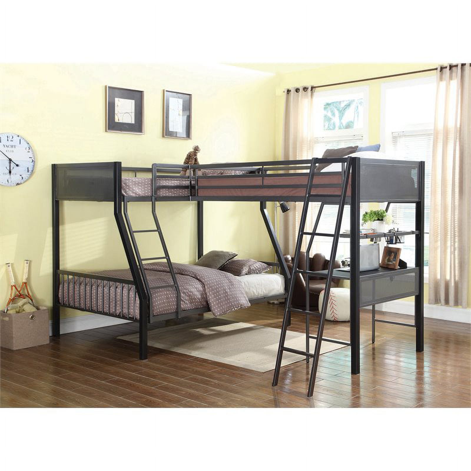 Meyers 2-piece Metal Twin Over Full Bunk Bed Set Black and Gunmetal