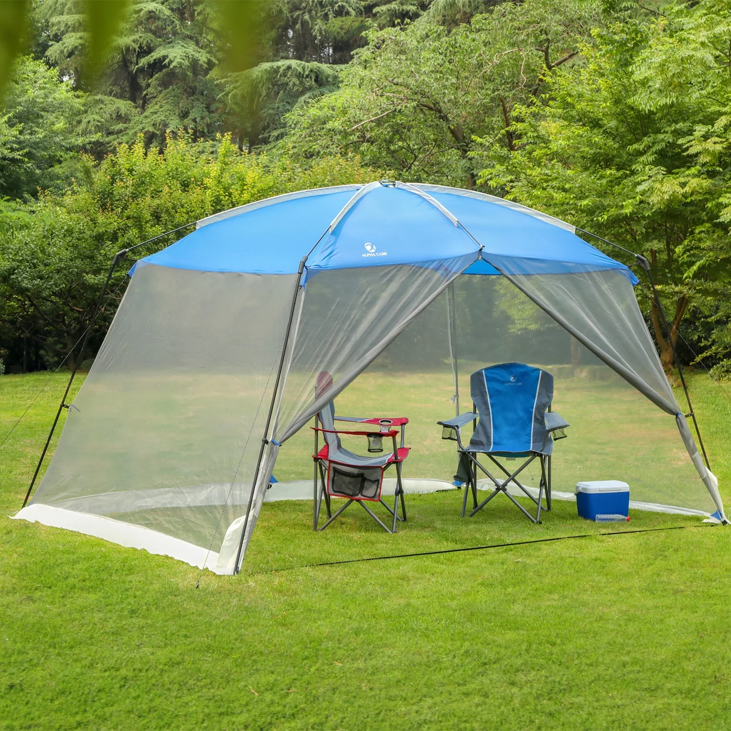 Alpha Camper 13' x 9' Screen House Canopy Sun Shade with One Room, Blue