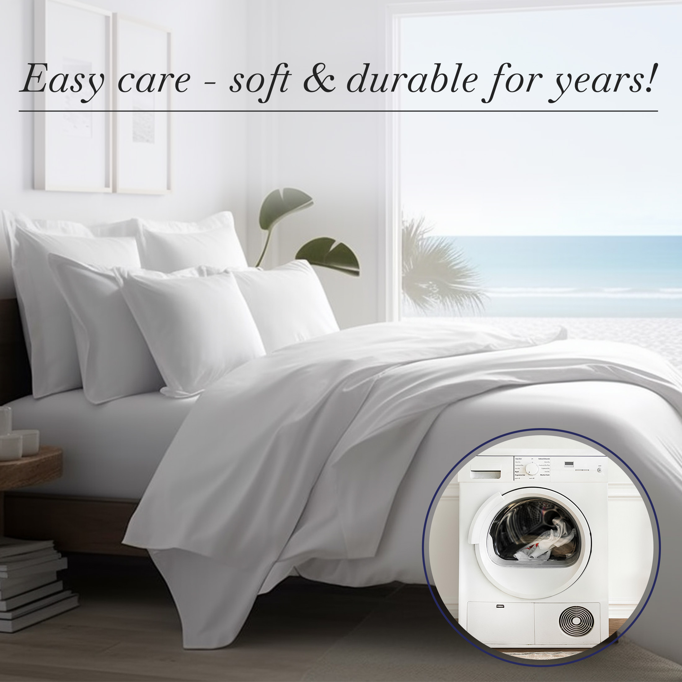 California Design Den Certified 100% Egyptian Cotton Queen Sheets, Luxury Cotton Bed Sheets, 4 Piece Bedding Sheets & Pillowcases Set with Deep Pocket, Sateen Cooling Sheets, Bright White