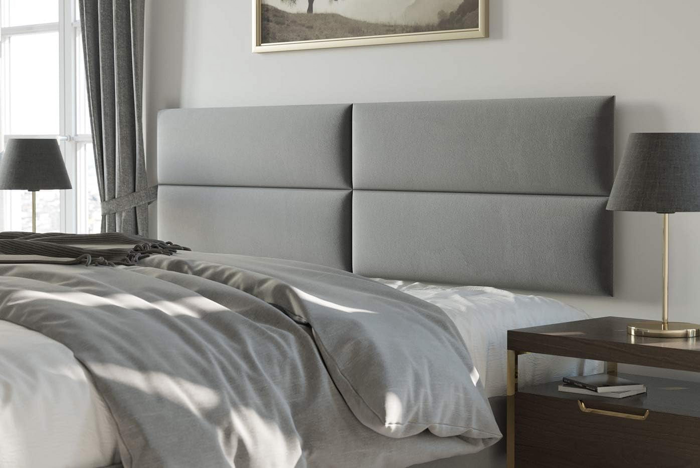 Upholstered Wall Panels - King/Cal King Size Wall Mounted Headboards - Plush Velvet Gray - Pack Of 4 Panels (Each Individual Panel 39