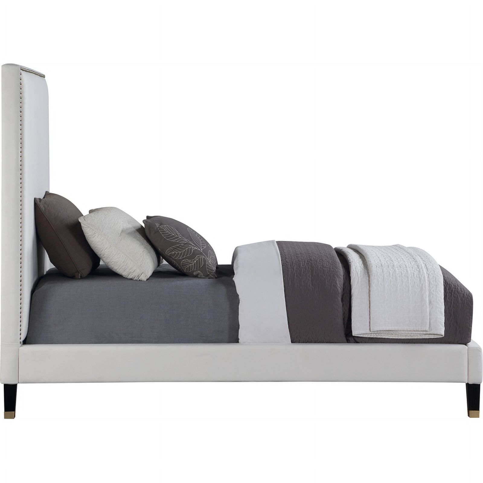 Meridian Furniture Harlie Cream Velvet Twin Bed