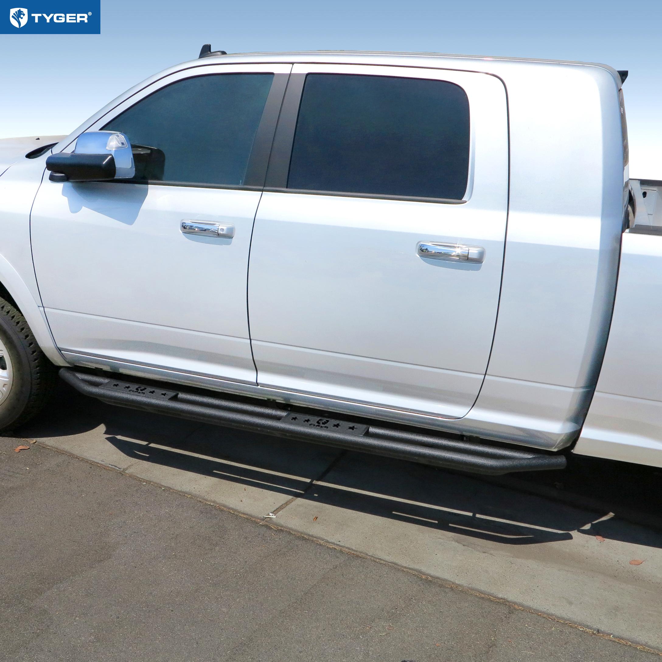 Tyger Auto Star Armor Compatible with 2010-2024 Ram 2500 3500 | Mega Cab | TG-AM2D20198 | Side Step Rails Nerf Bars Running Boards
