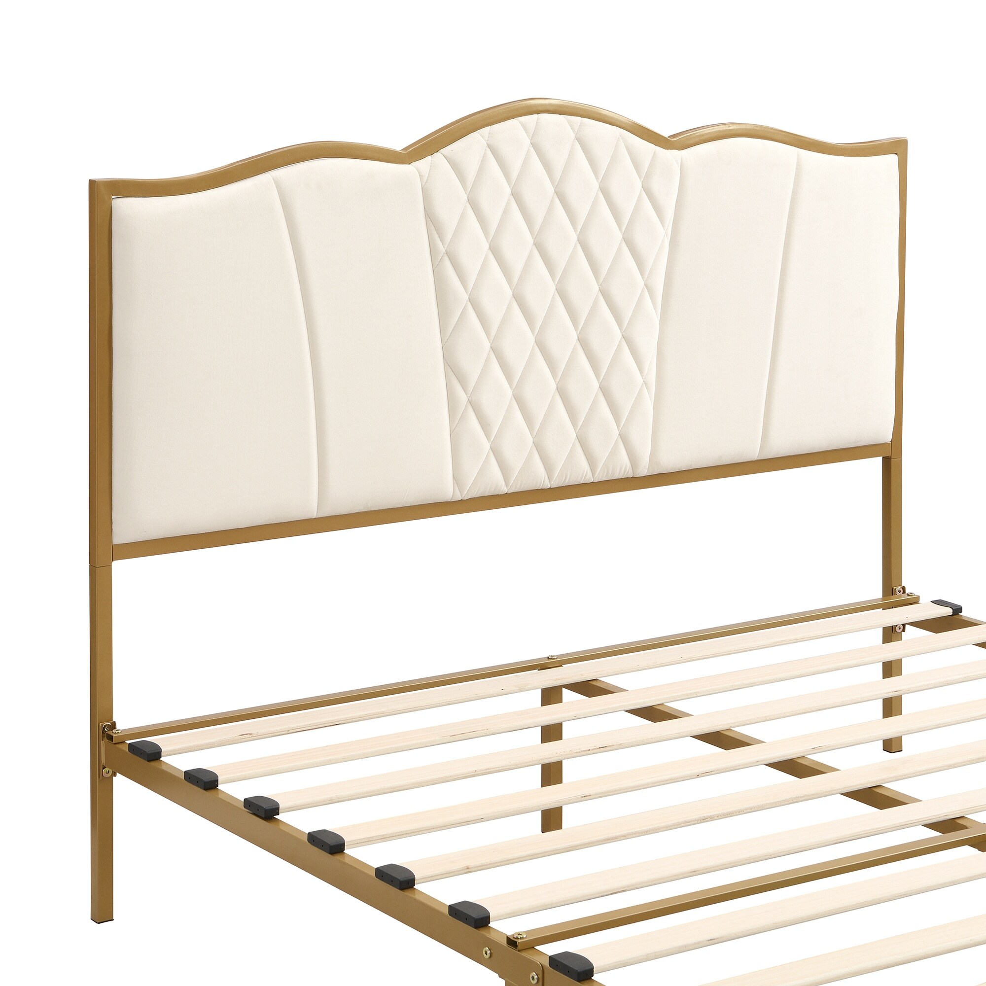 Queen Modern Upholstered Bed Frame with Tufted Headboard
