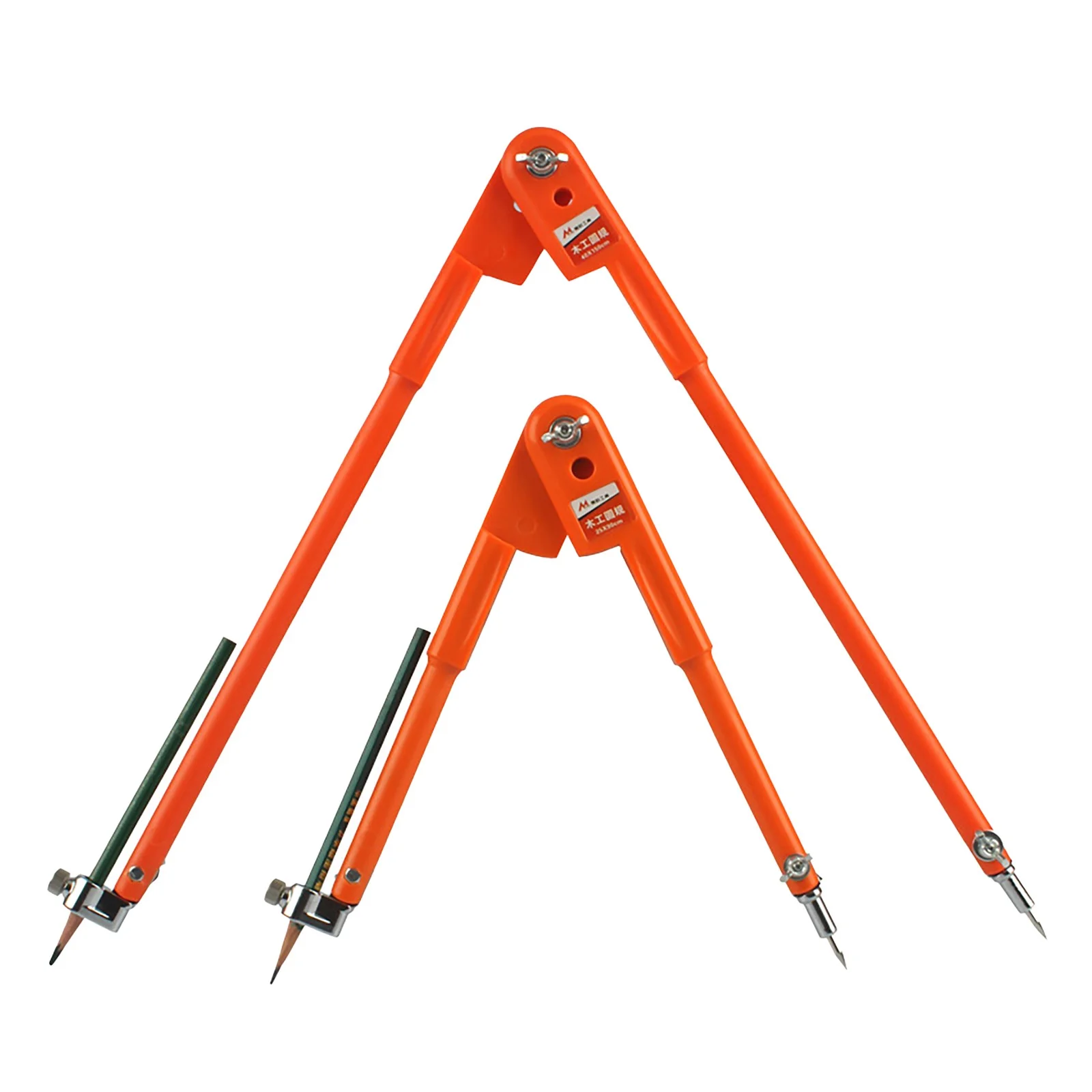Precision Pencil Compass, Large Diameter-Orange L + S ,Woodworking Professional Compass Marking Gauge Line Tool Adjustable Multi-Functional Decoration Drawing Home Accessories