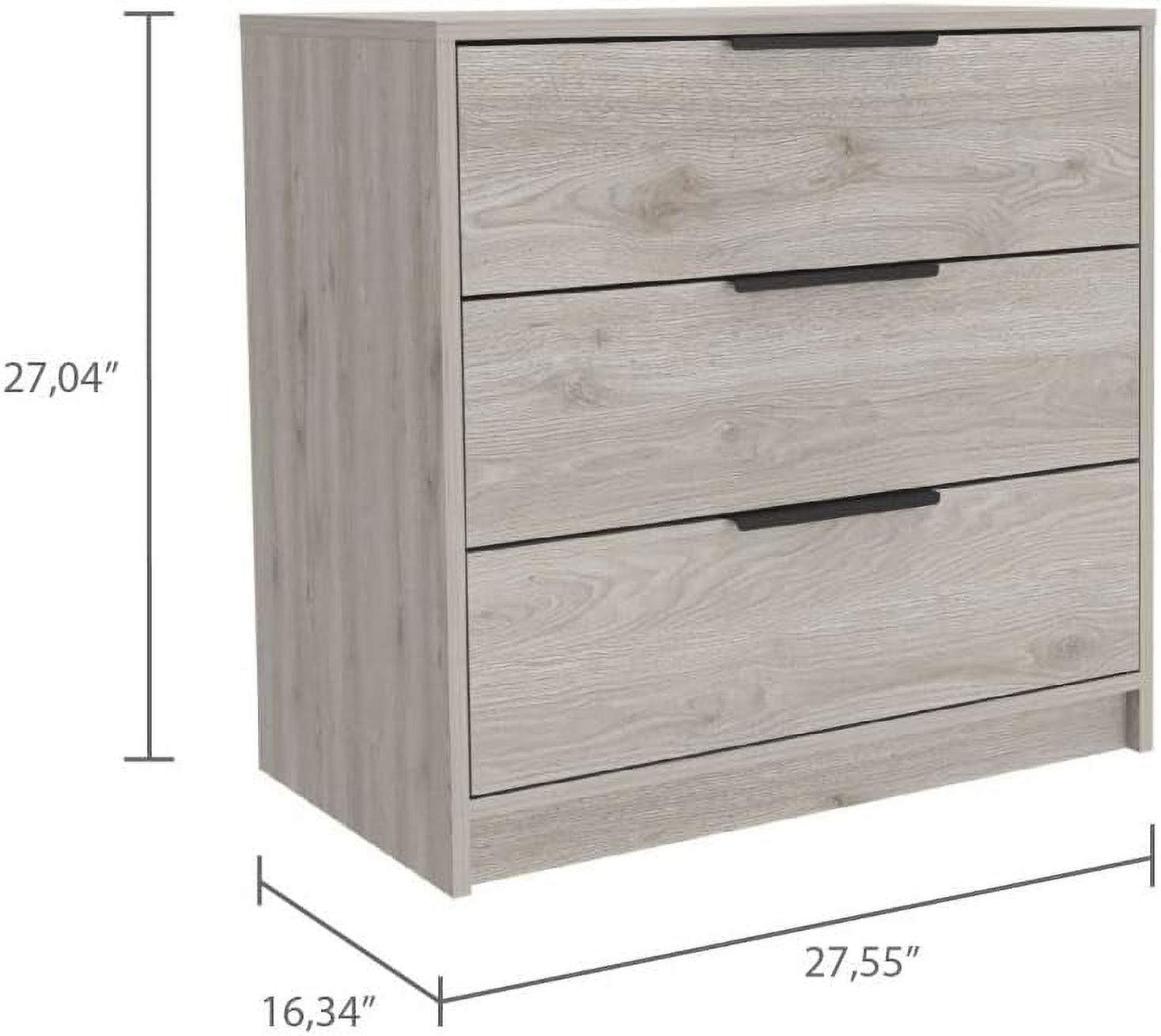 Depot E-Shop Egeo 3 Drawers Dresser, Countertop, Three Drawers, Light Grey, For Bedrom
