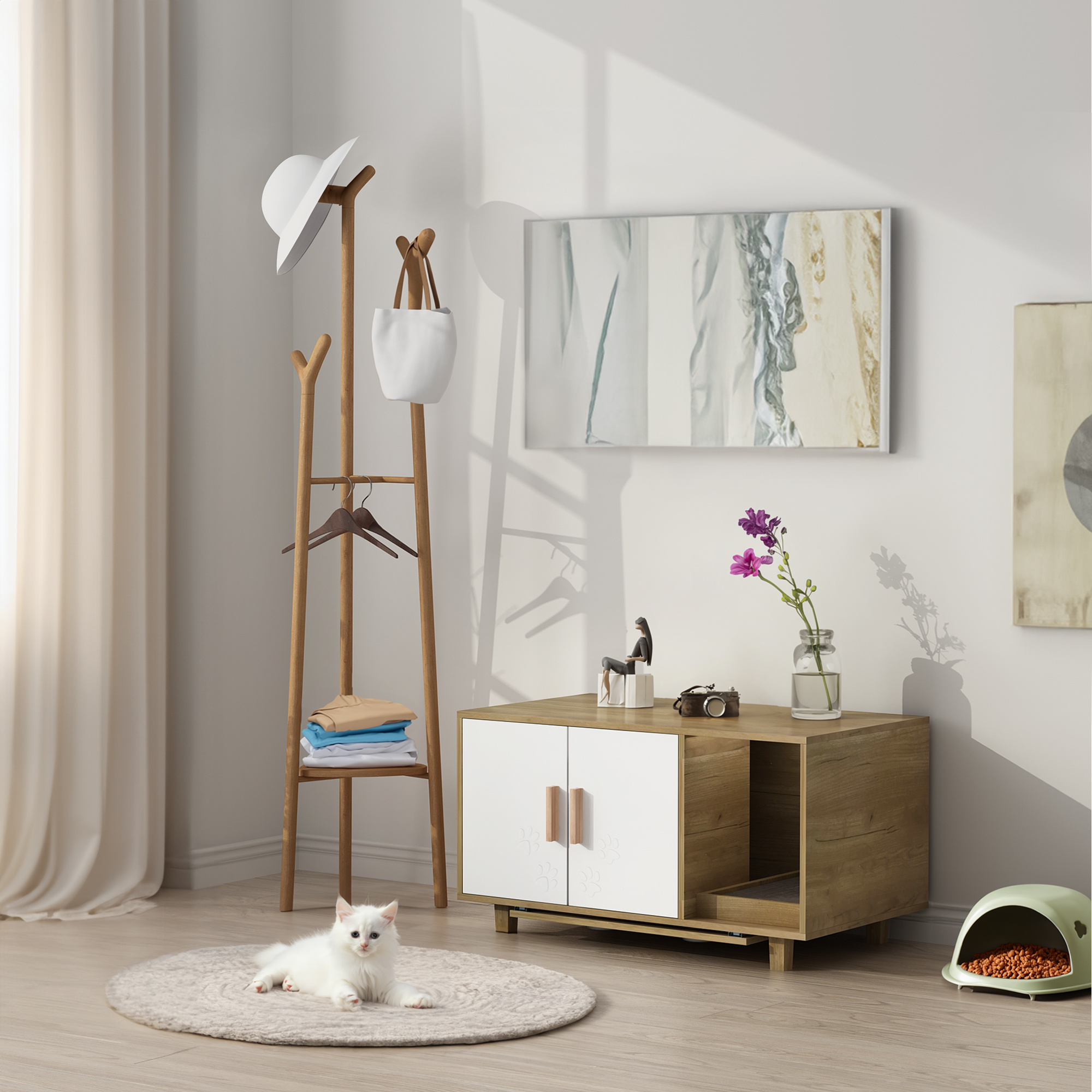 Cat Litter Box Enclosure with Storage - Modern Cat Furniture