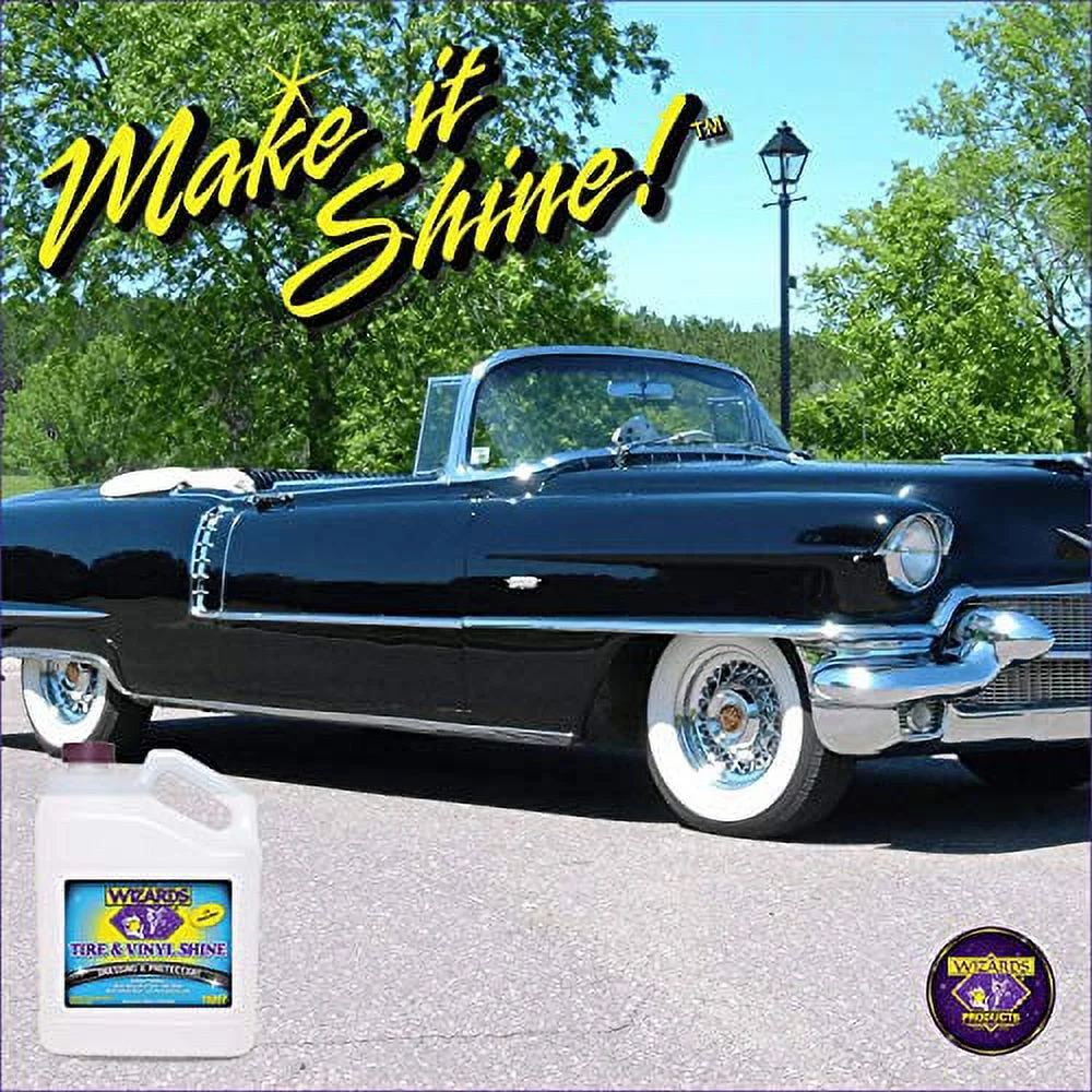 Wizards Tire and Wheel Vinyl Shine - Dressing and Protectant Spray - Professional Automotive Detailing Spray Bottle Refill - Cleans and Protects Tires, Wheels and Trim - 1 Gallon