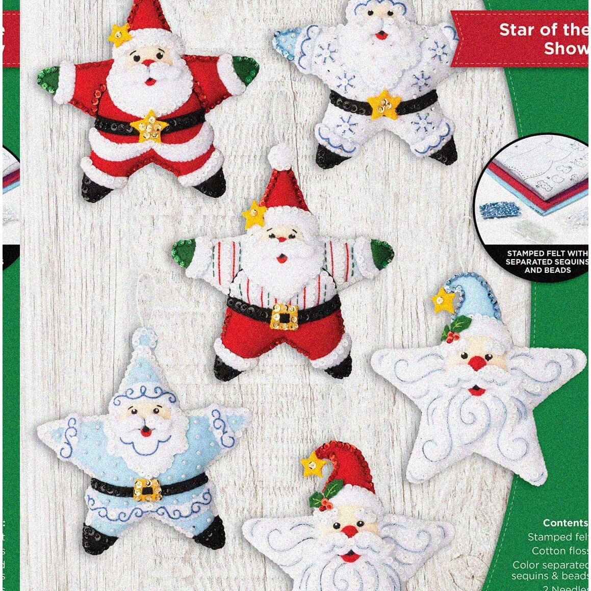 StarCraft Felt Applique Ornament Kit - DIY Arts & Crafts, 6-Piece Set, Perfect for The Show! #89574E