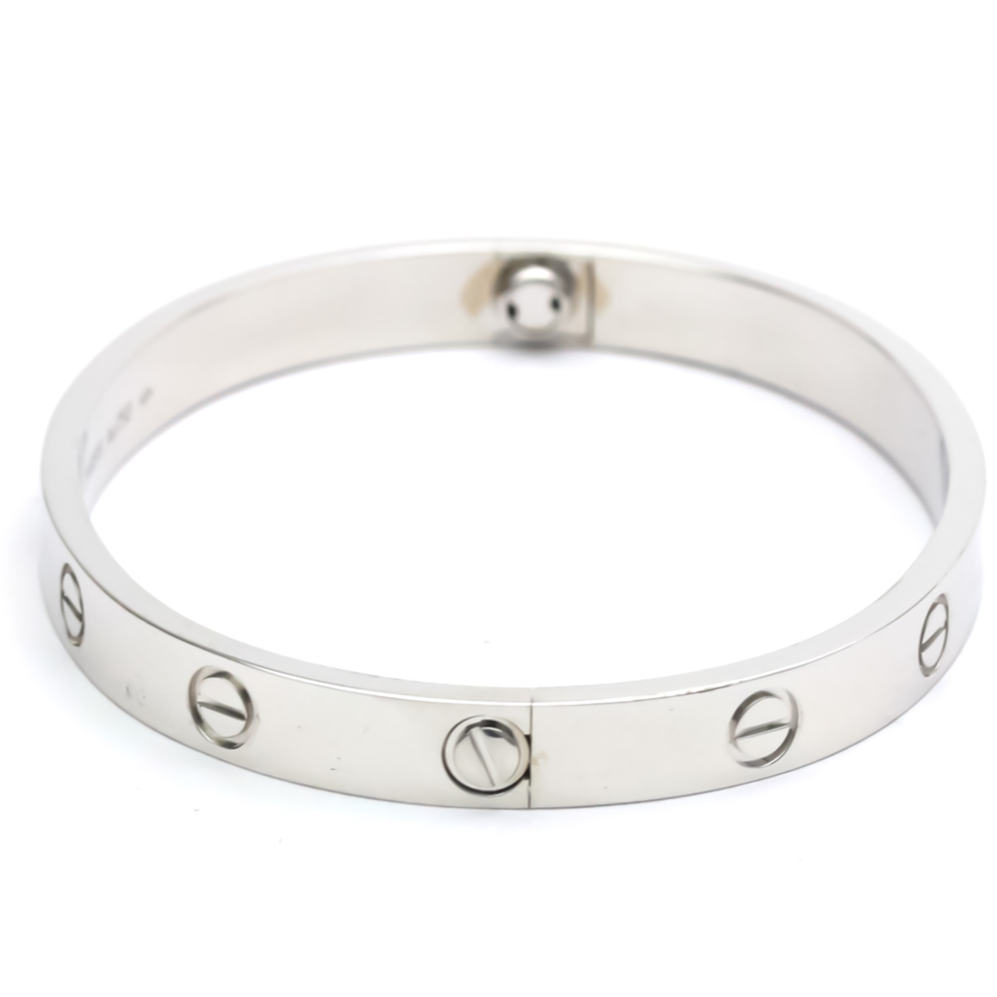 Authenticated Used Polished CARTIER Love Bracelet #17 18K White Gold Bangle BF553596