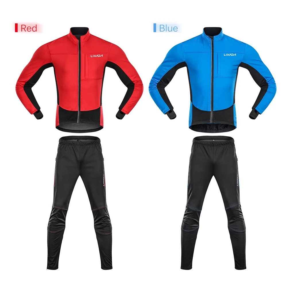 Lixada waterproof, windproof and warm polar fleece men's winter cycling jersey suit