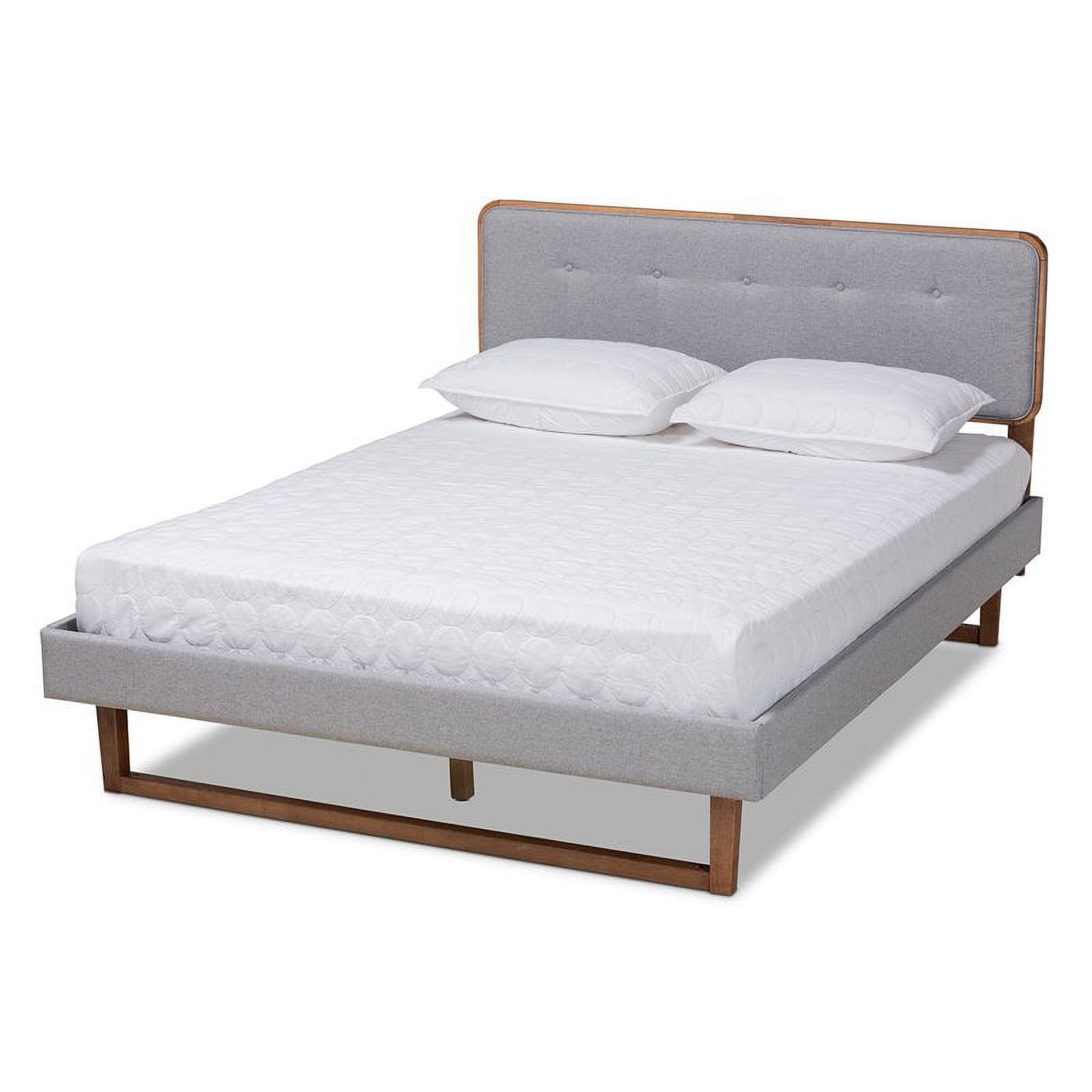Bowery Hill Gray Upholstered Wood Queen Size Platform Bed