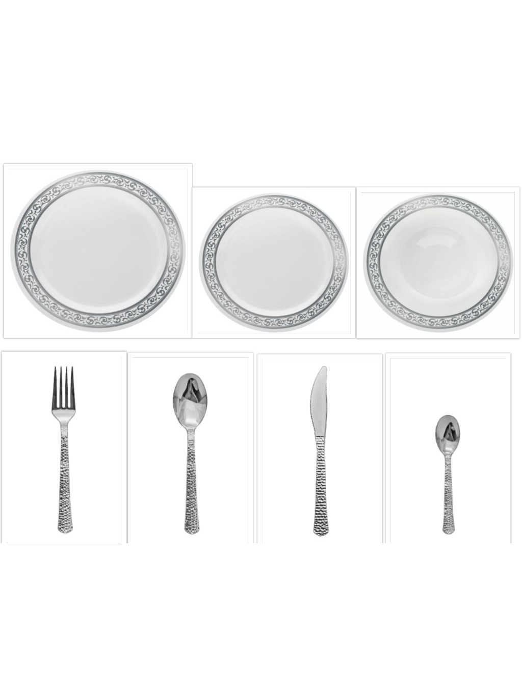 Decorline White w/Silver Rim China-Like 9