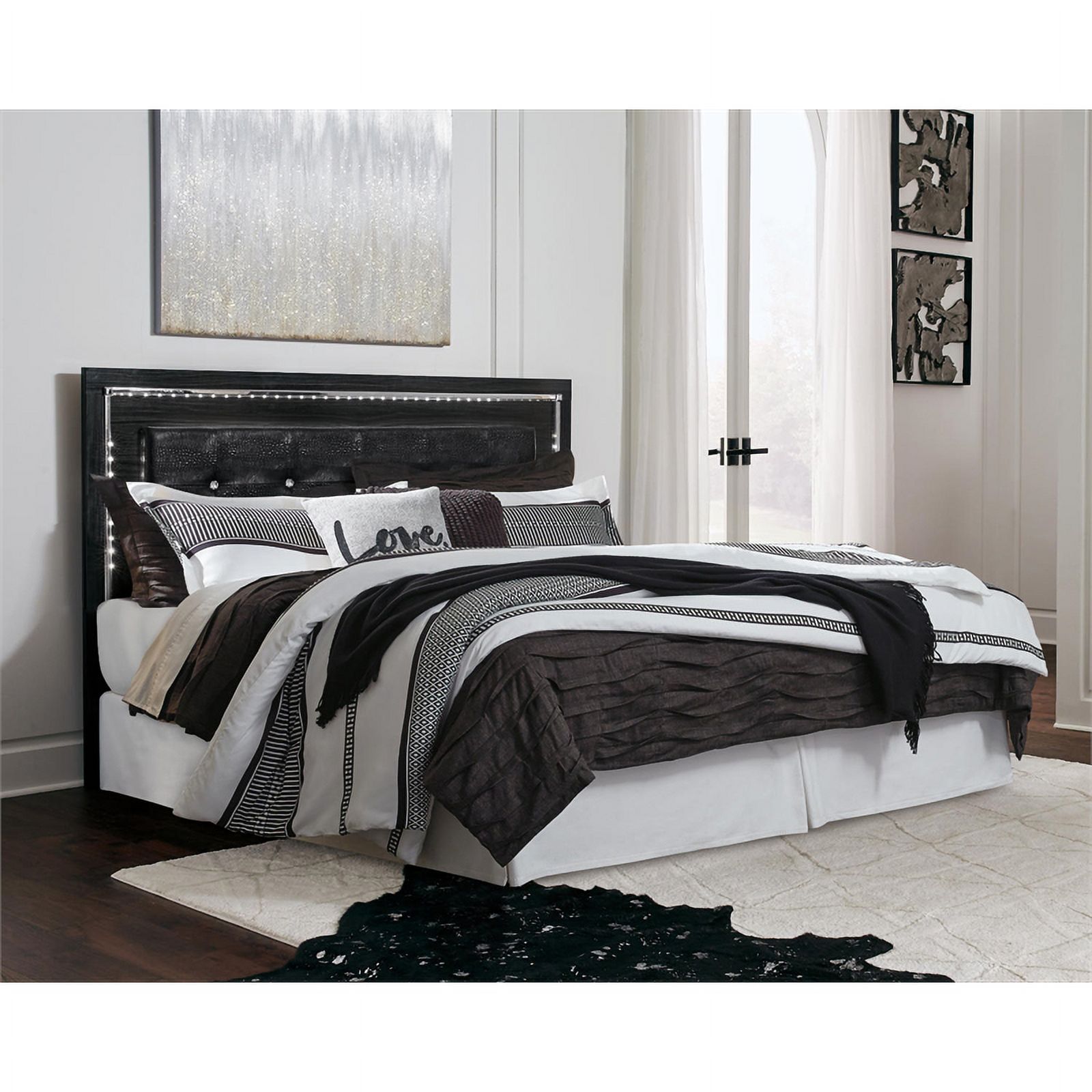 Ashley Furniture Kaydell Faux Leather King Panel Headboard in Black