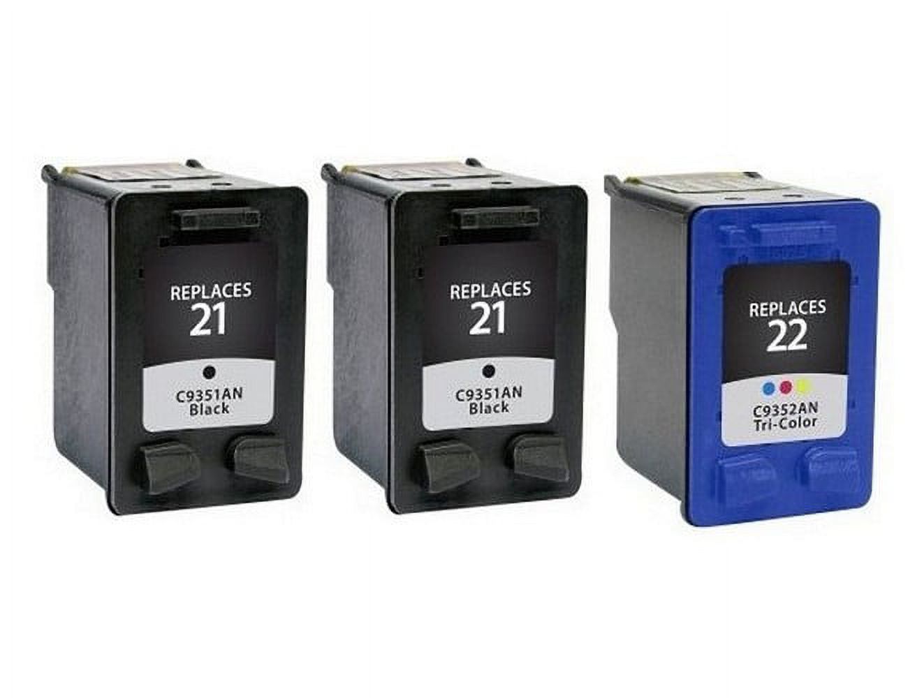 PrinterDash Replacement for DeskJet 3910/3940/D1330/D1420/D1560/D2320/D2400/F2110/F2290/PSC-1410/1417 Inkjet Combo Pack (2-Black/1-Color) (NO. 21/NO. 22) (SD400AE)