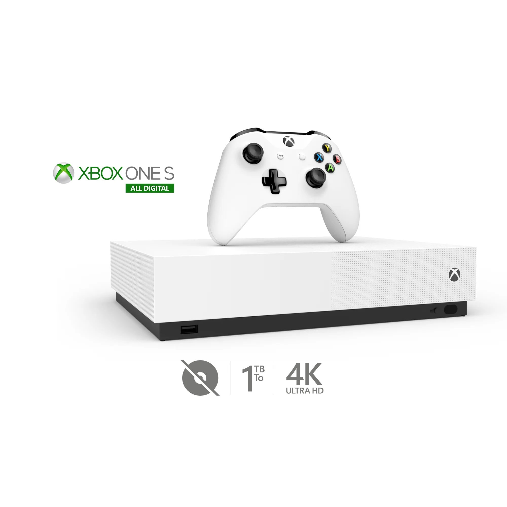 Microsoft Xbox One S 1TB All-Digital Edition Console (Disc-free Gaming), White, NJP-00024