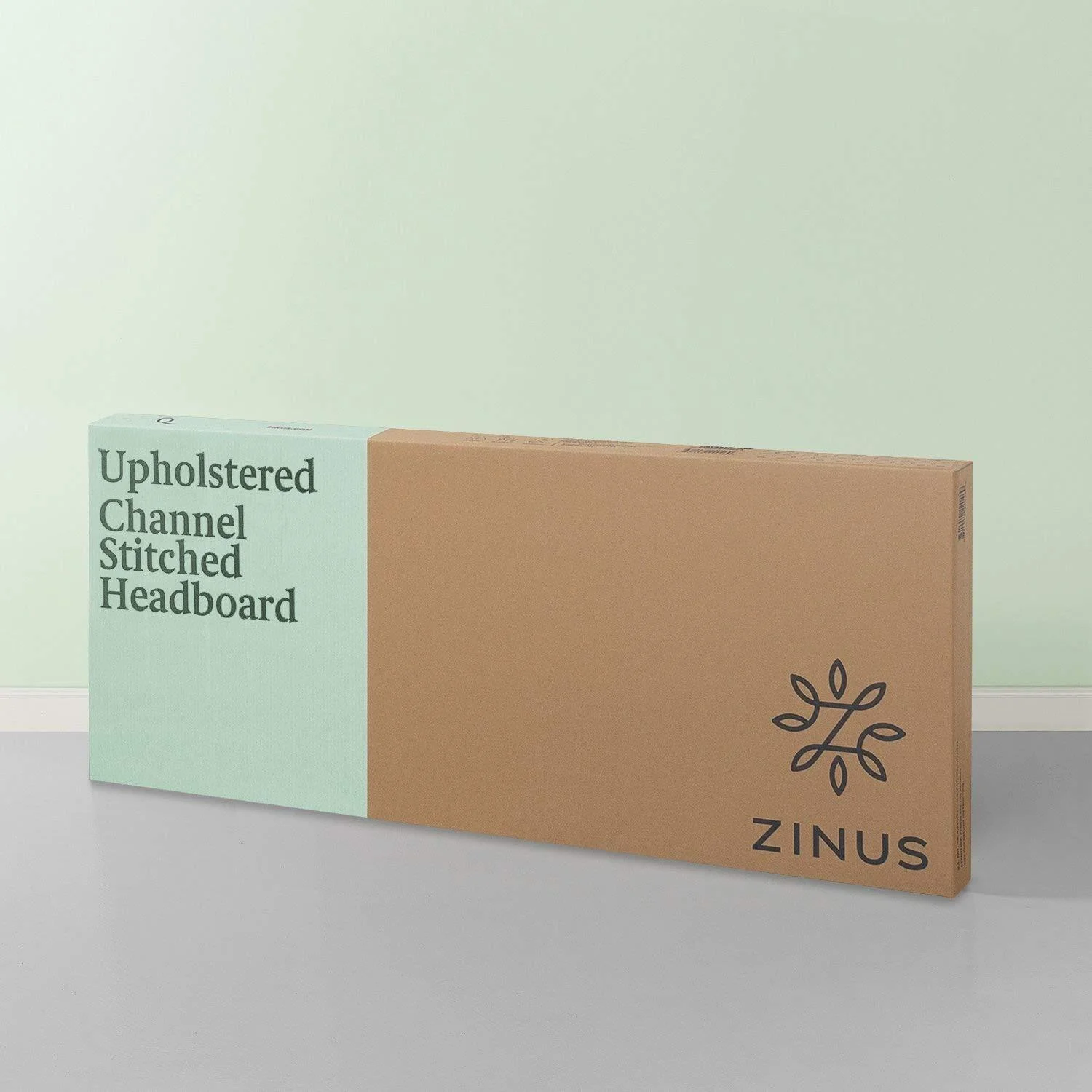 Zinus Satish Upholstered Channel Stitched Headboard in Grey, Queen Gray