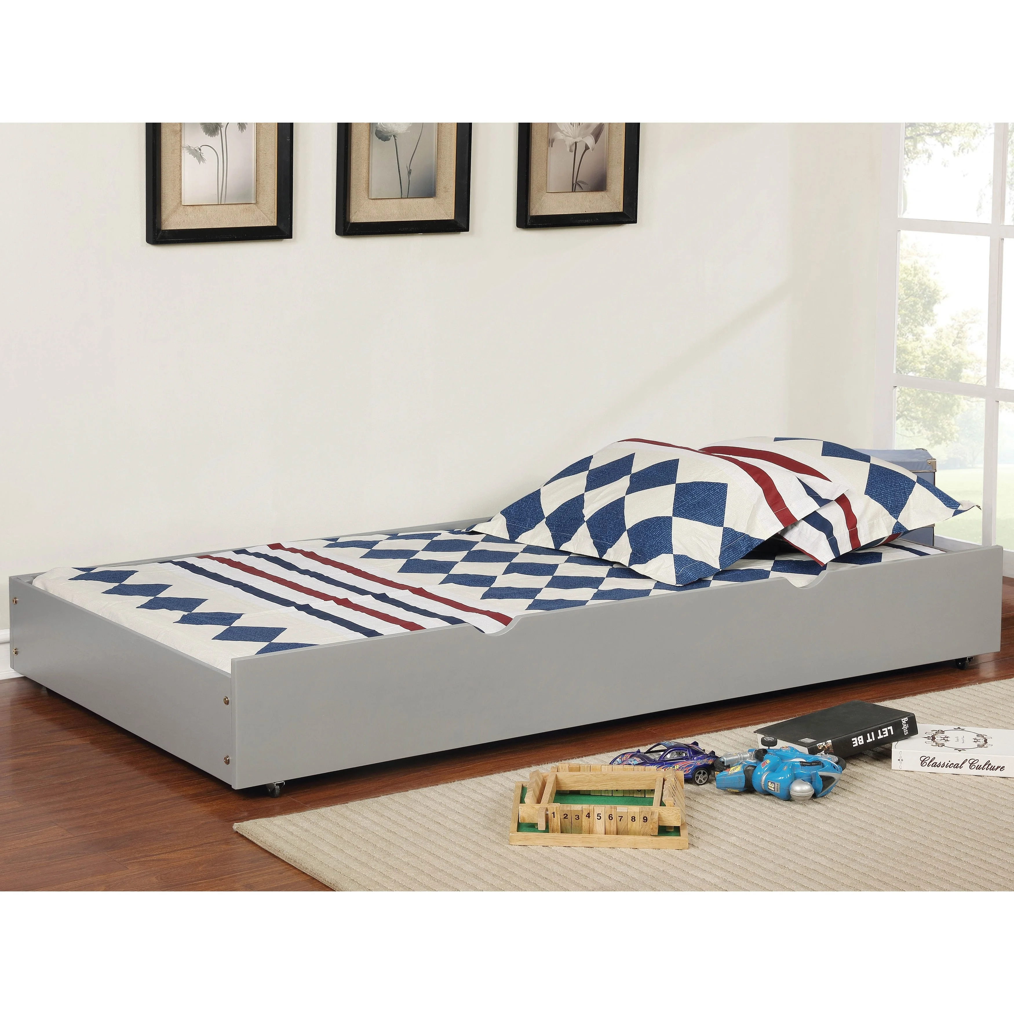 Furniture of America Bays Transitional Twin Wood Underbed Trundle with Casters by  Cherry Cherry Finish, Wood Finish