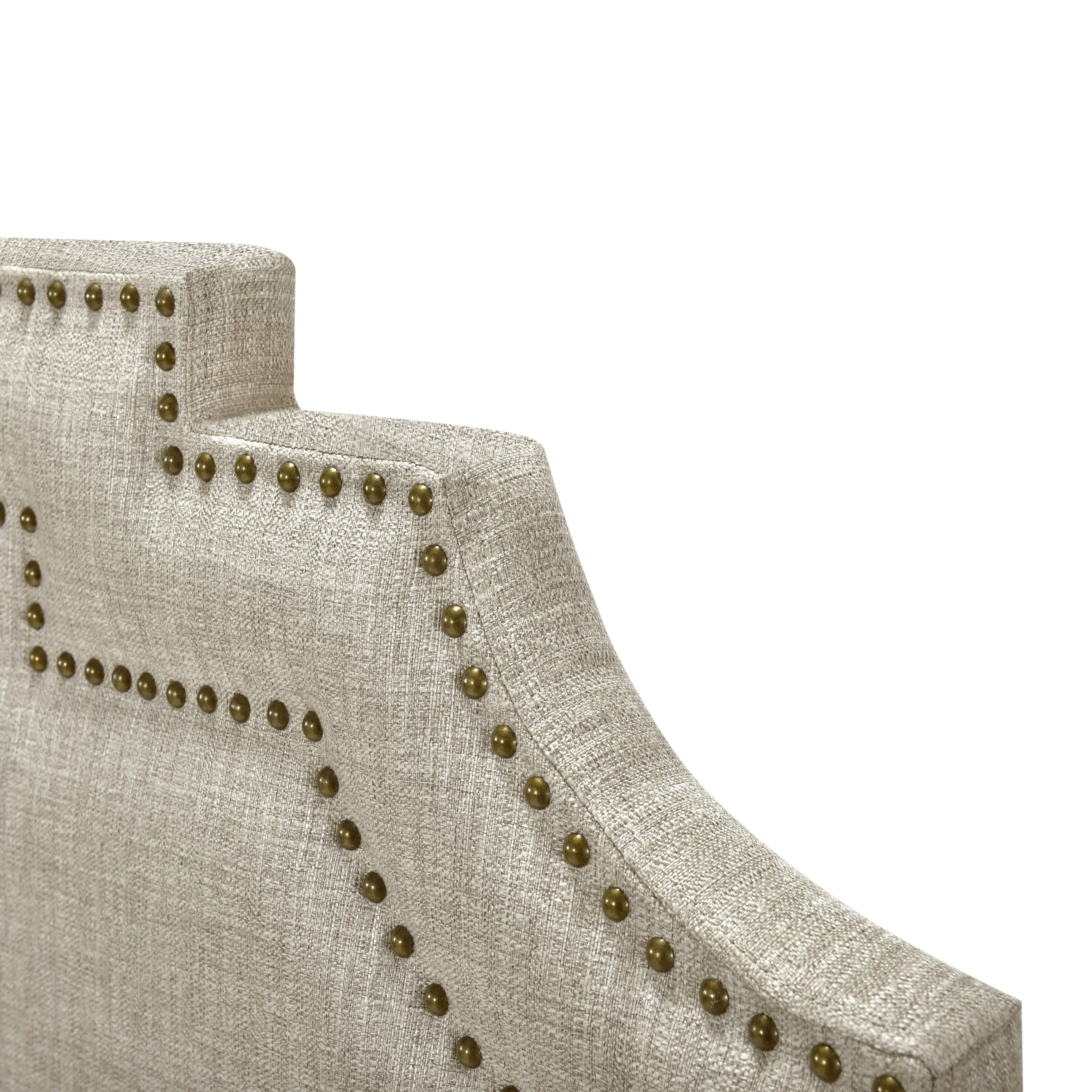 Home Meridian Shaped Twin All-In-One Upholstered Bed in Linen