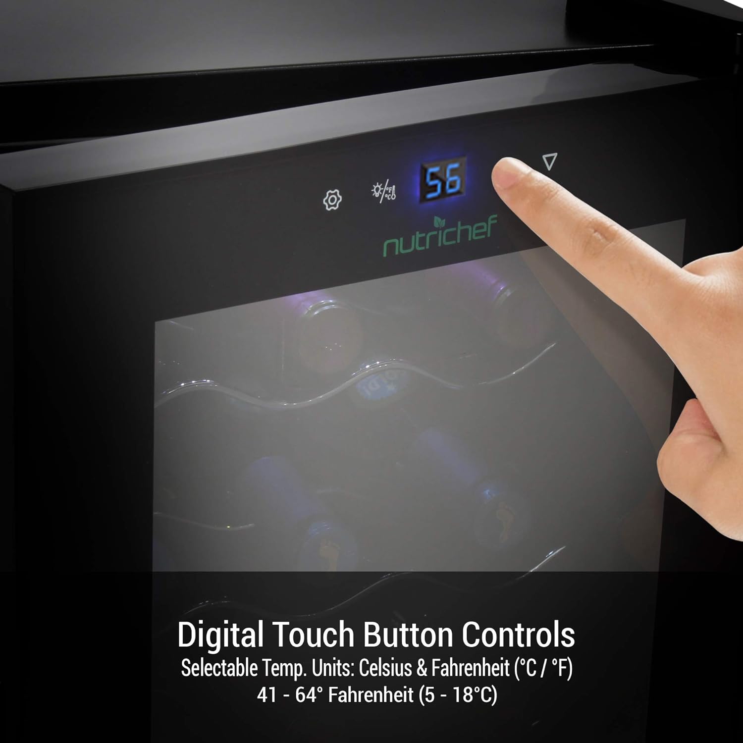 SUSIMOND Compressor Refrigerator White & Red 1 Countertop 1-Freestanding Compact Mini Wine 15 Bottle Capacity, Digital, Glass Door, Black, Quiet Operation 1 Touch Temperature Control