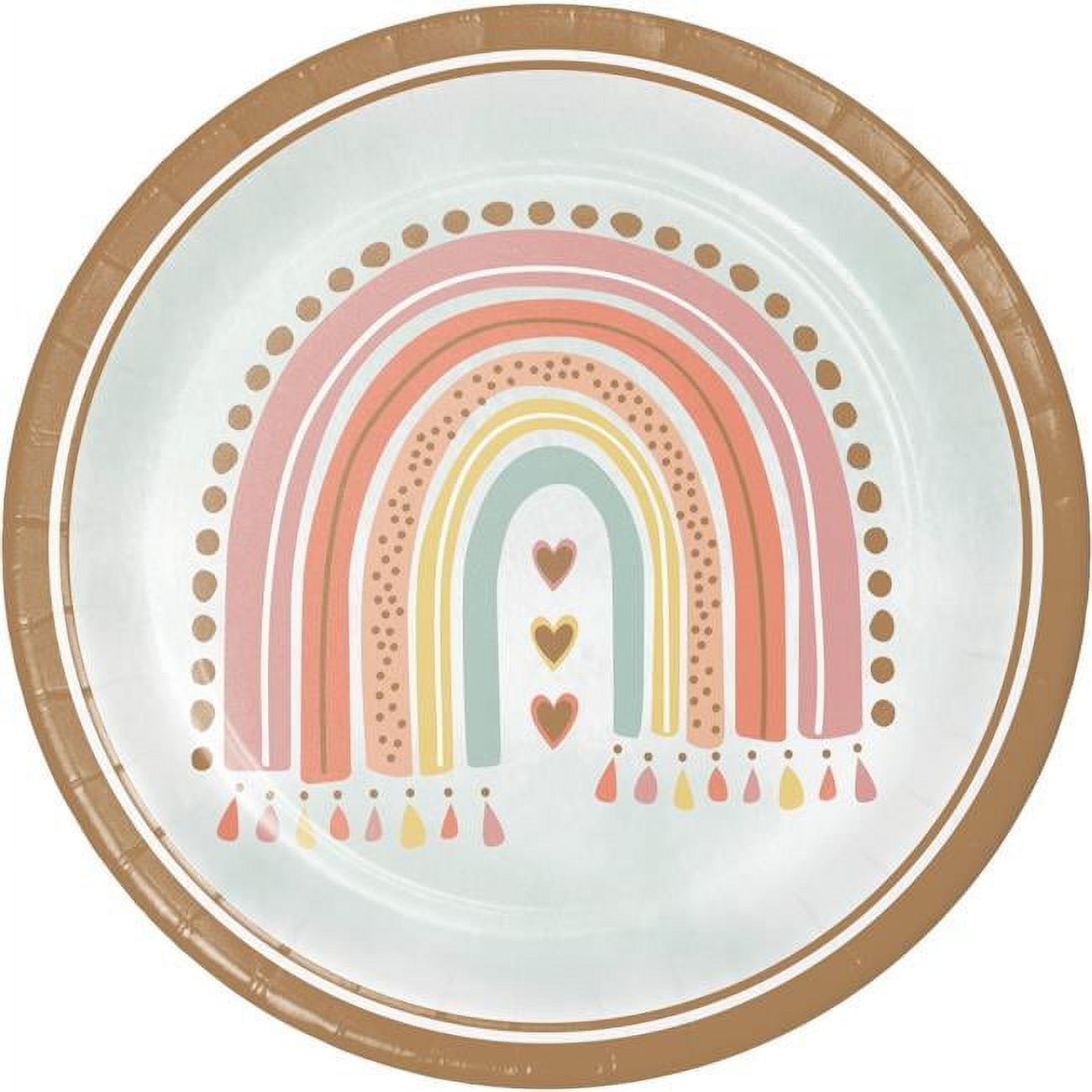 8.75 in. Boho Rainbow Dinner Paper Plate