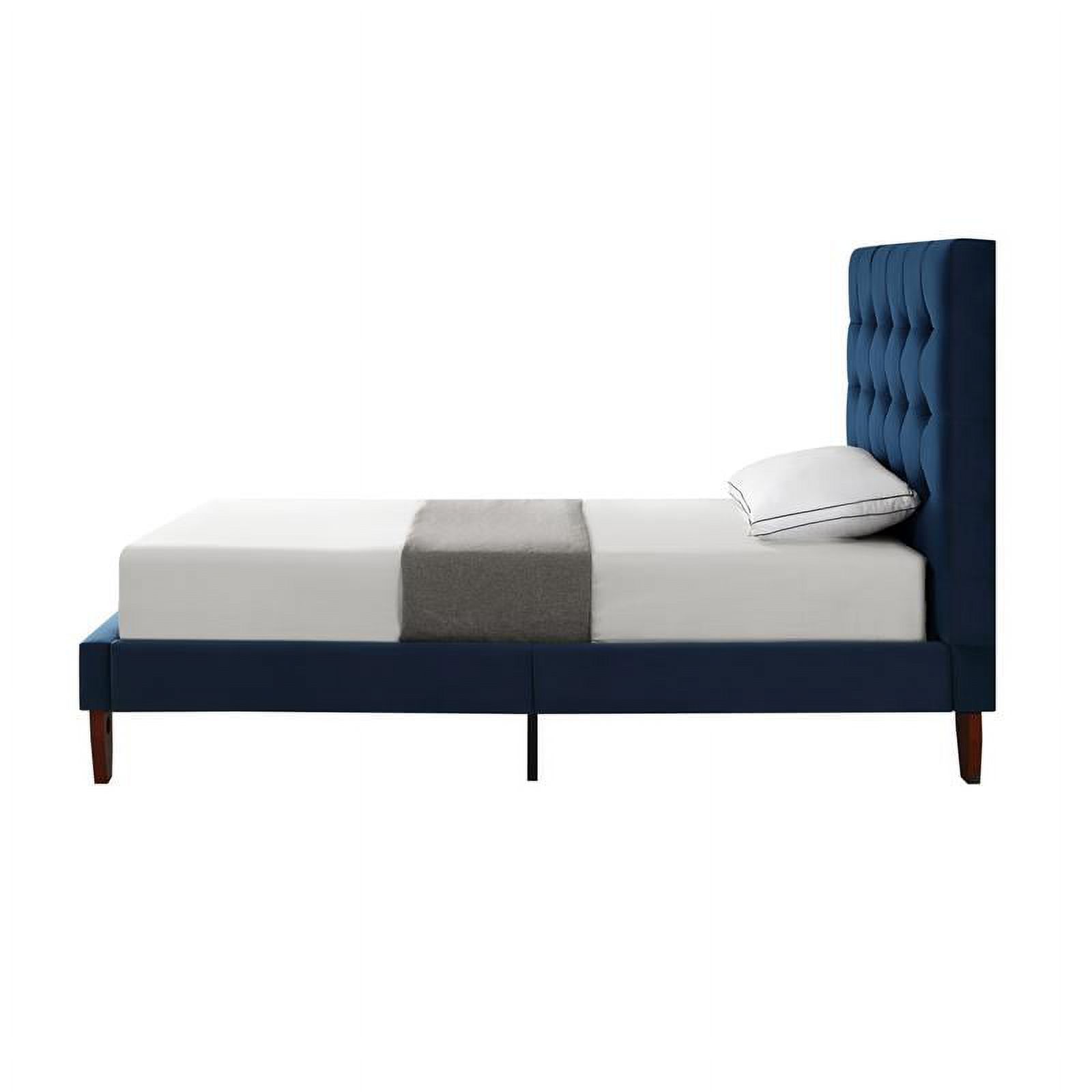 Blake Beds Navy Velvet Twin Button Tufted