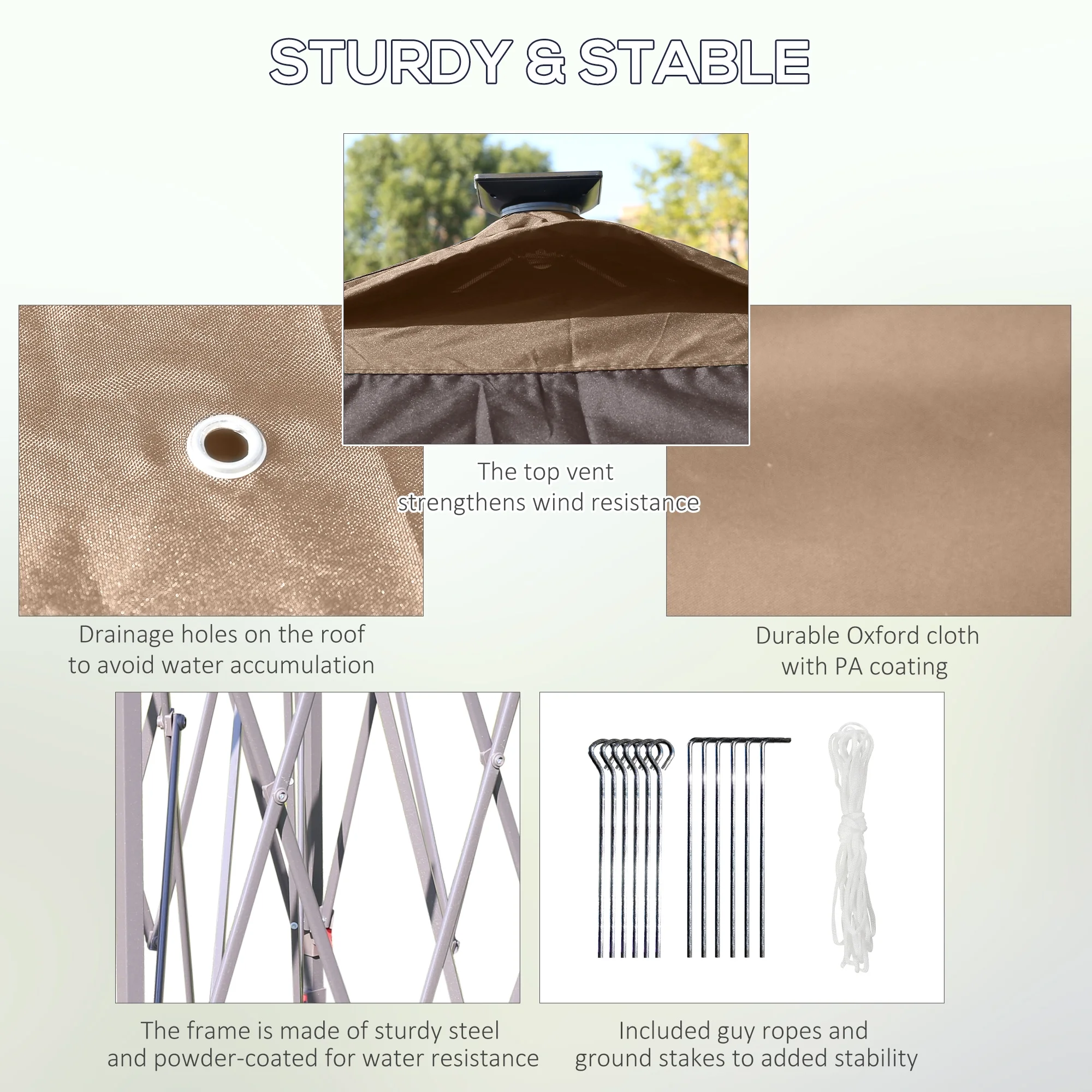 Outsunny 11' x 13' Pop Up Canopy with Netting & Solar Lights, Beige