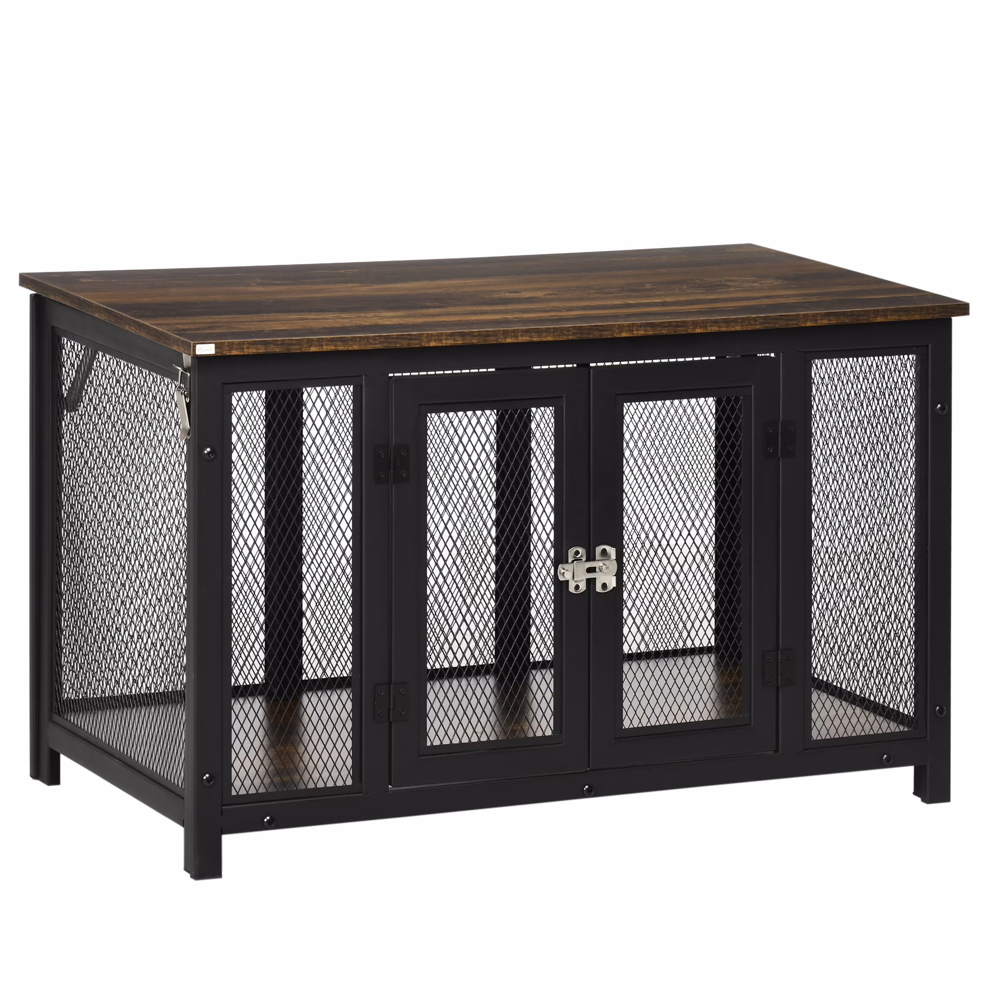 PawHut Furniture Style Dog Crate with Openable Top, Big Dog Crate End Table, Puppy Crate for Medium Dogs Indoor, Spacious Interior, Pet Kennel, Brown, Black