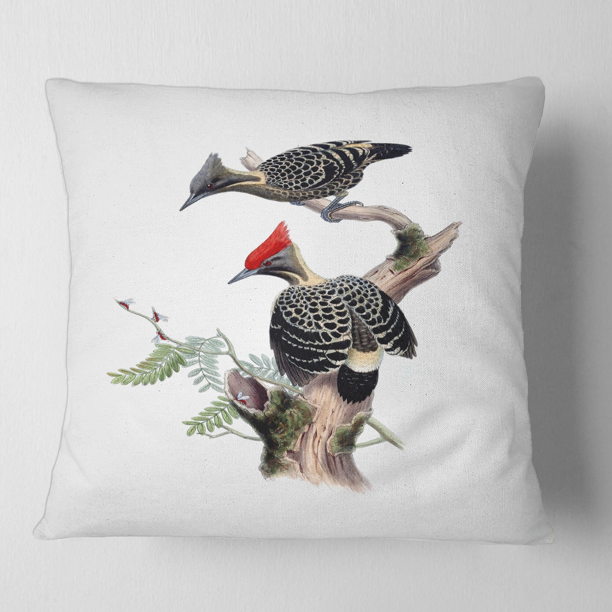 DESIGN ART Designart 'Vintage Birds In The Wild VI' Traditional Printed Throw Pillow 16 x 16 Small