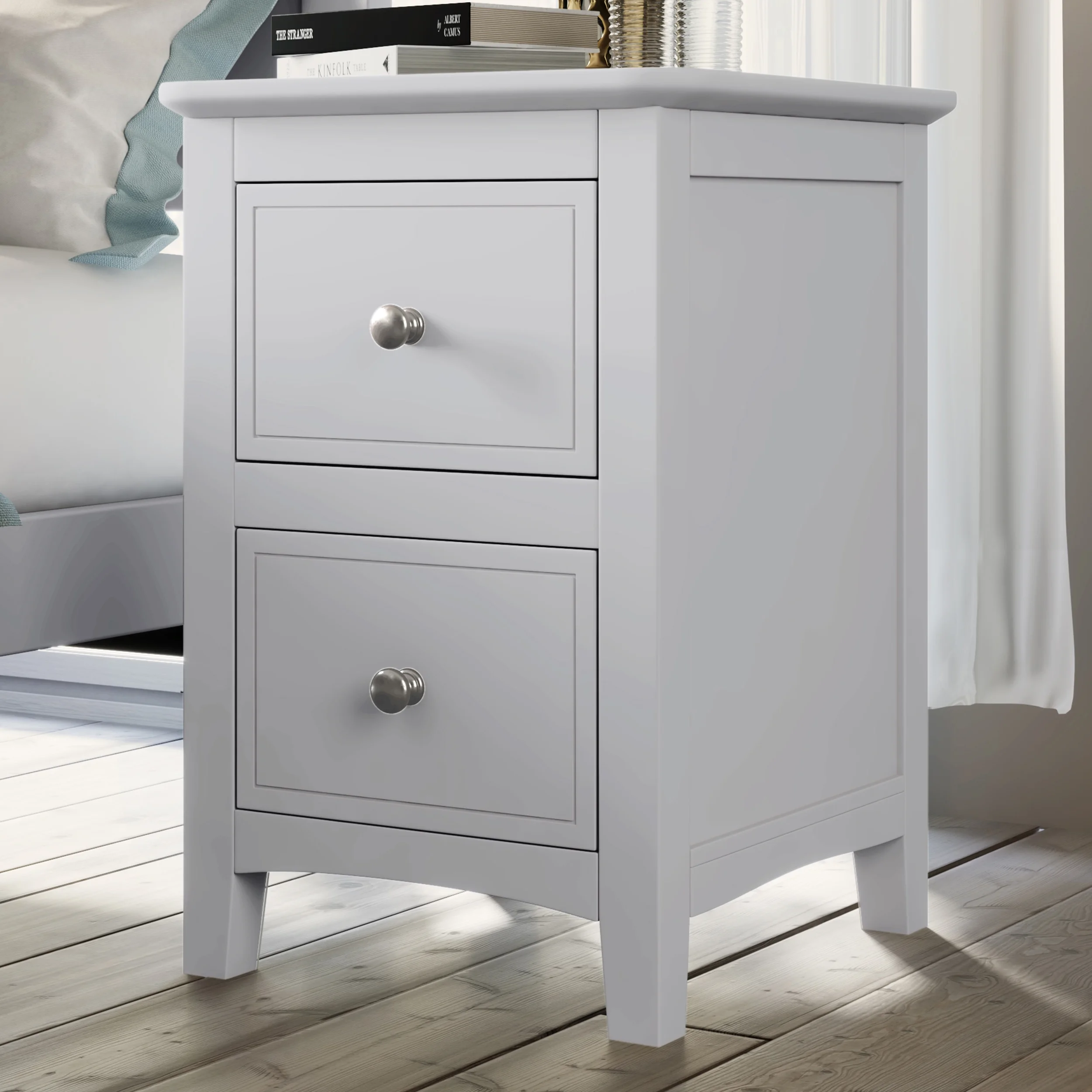 CoSoTower White Solid Wood 5 Pieces King Bedroom Sets(Bed+Nightstand*2+Chest+Dresser)