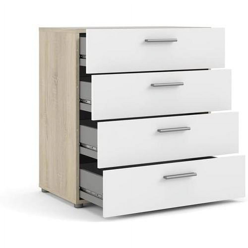 Modern 4 Drawer Chest/Bedroom Dresser In Oak Structure White High Gloss