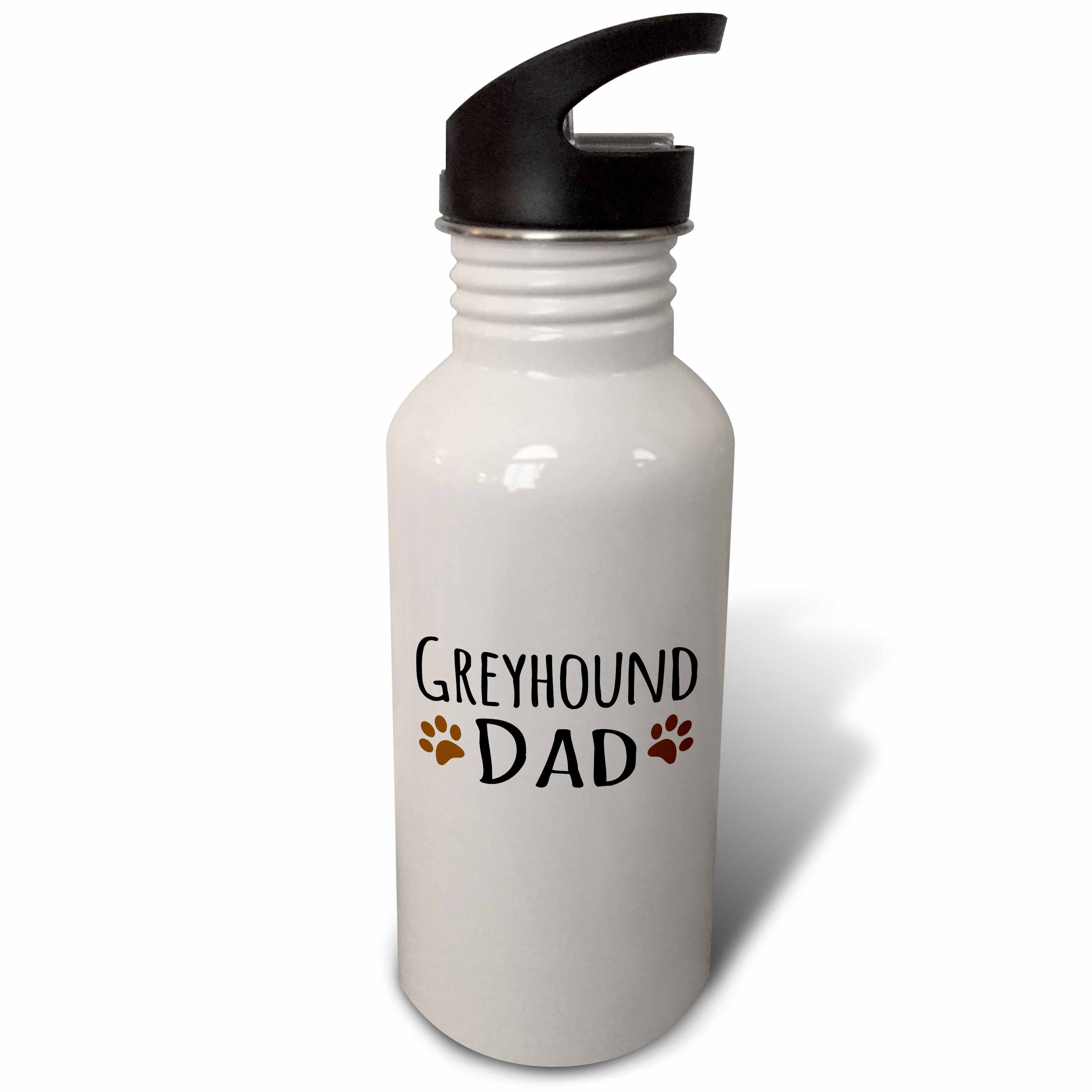 Greyhound Dog Dad - Doggie by breed - brown muddy paw prints - doggy lover proud pet owner love 21 oz Sports Water Bottle wb-153920-1
